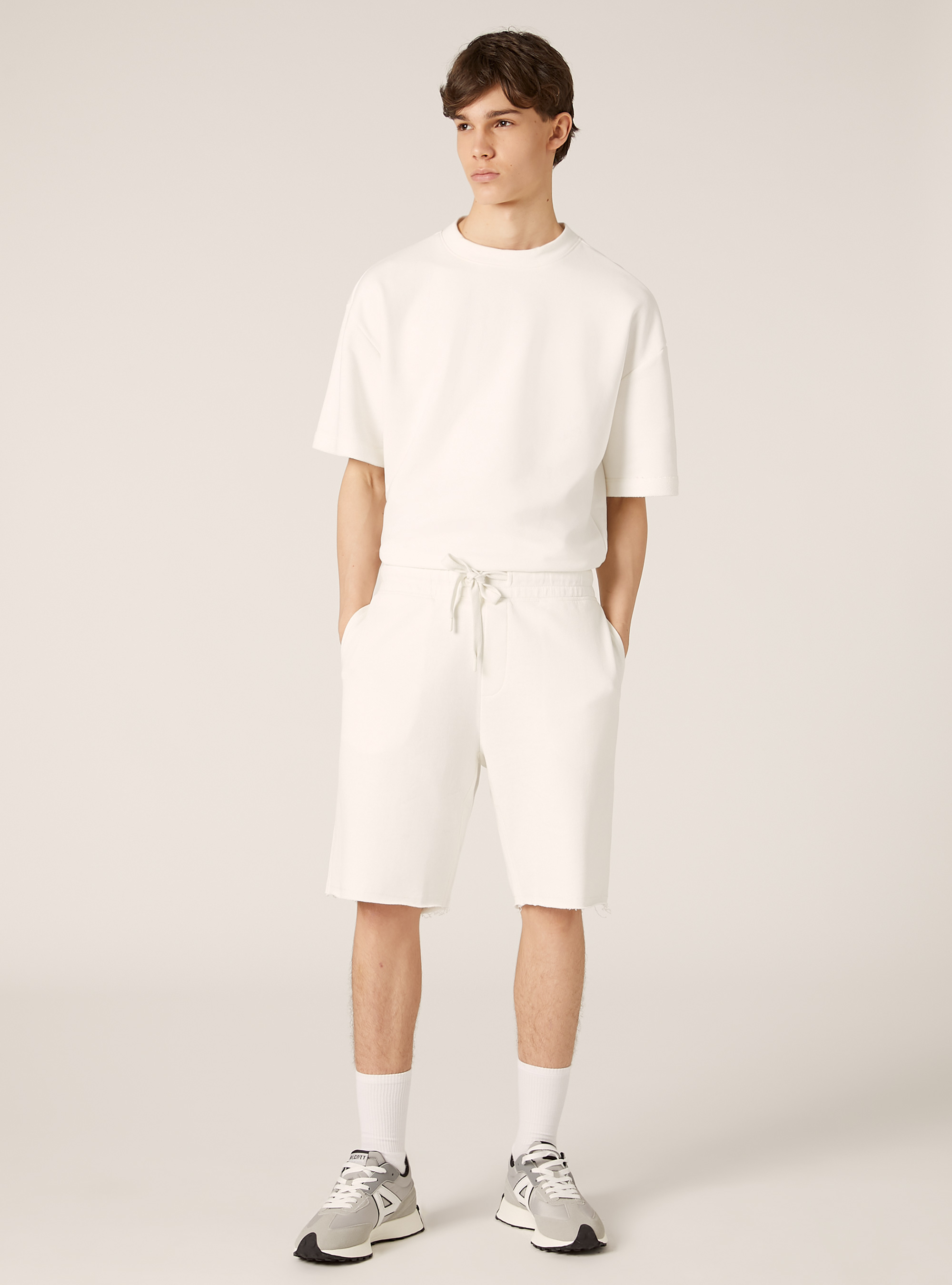 Jogger-Bermudashorts aus Baumwolle, WH1 OFF WHITE