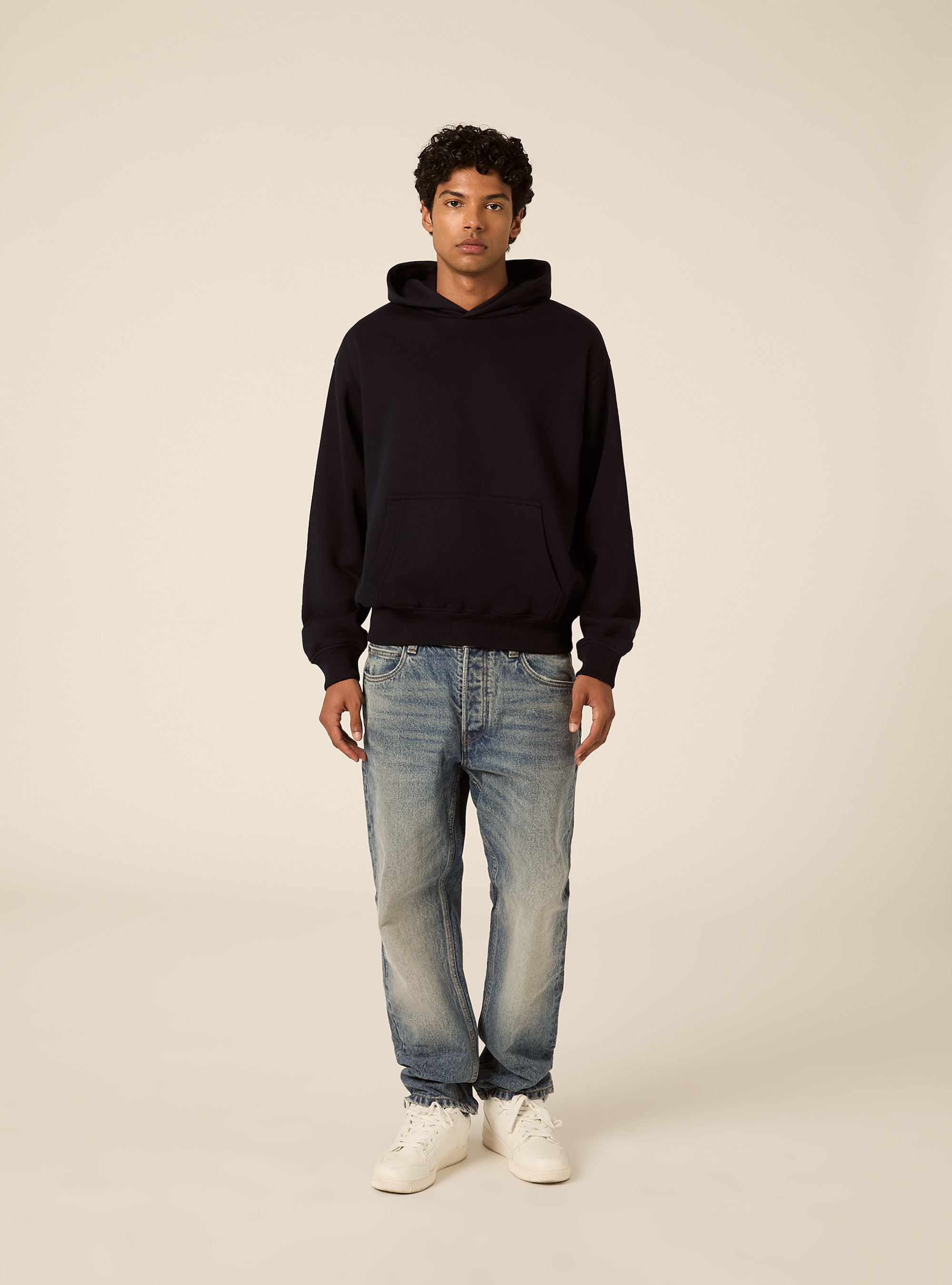 Boxy fit kapuzenpullover, NA1 NAVY DARK