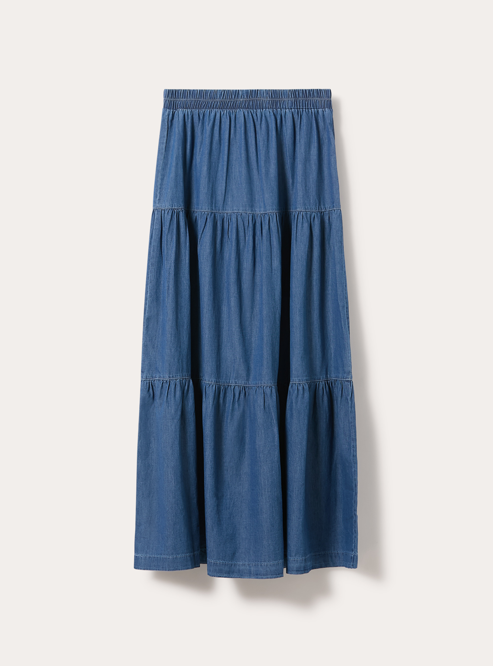 Falda larga boho de denim ligero, D004 MEDIUM LIGHT BLUE