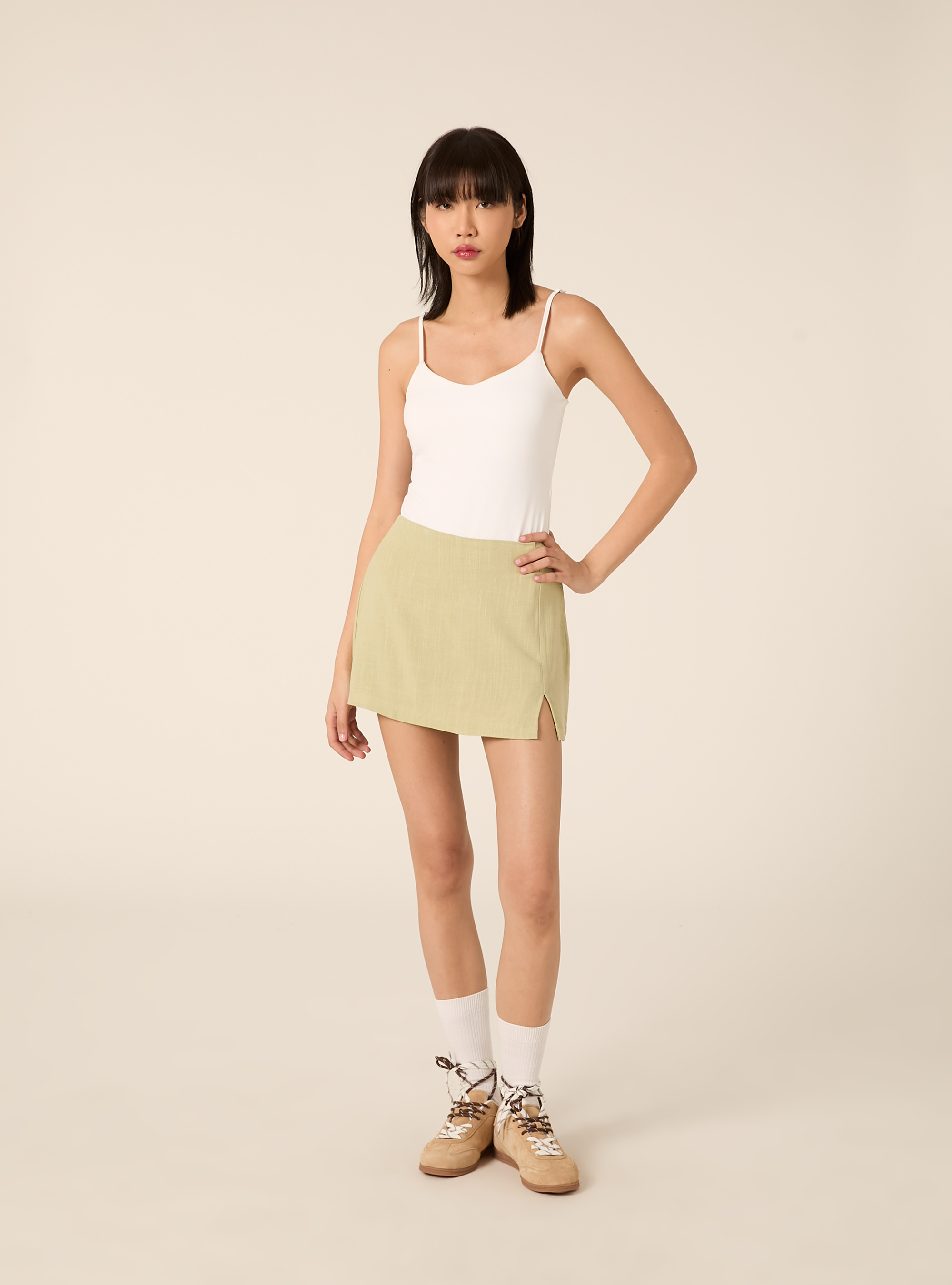 Linen-blend skort, KY3 KAKY LIGHT
