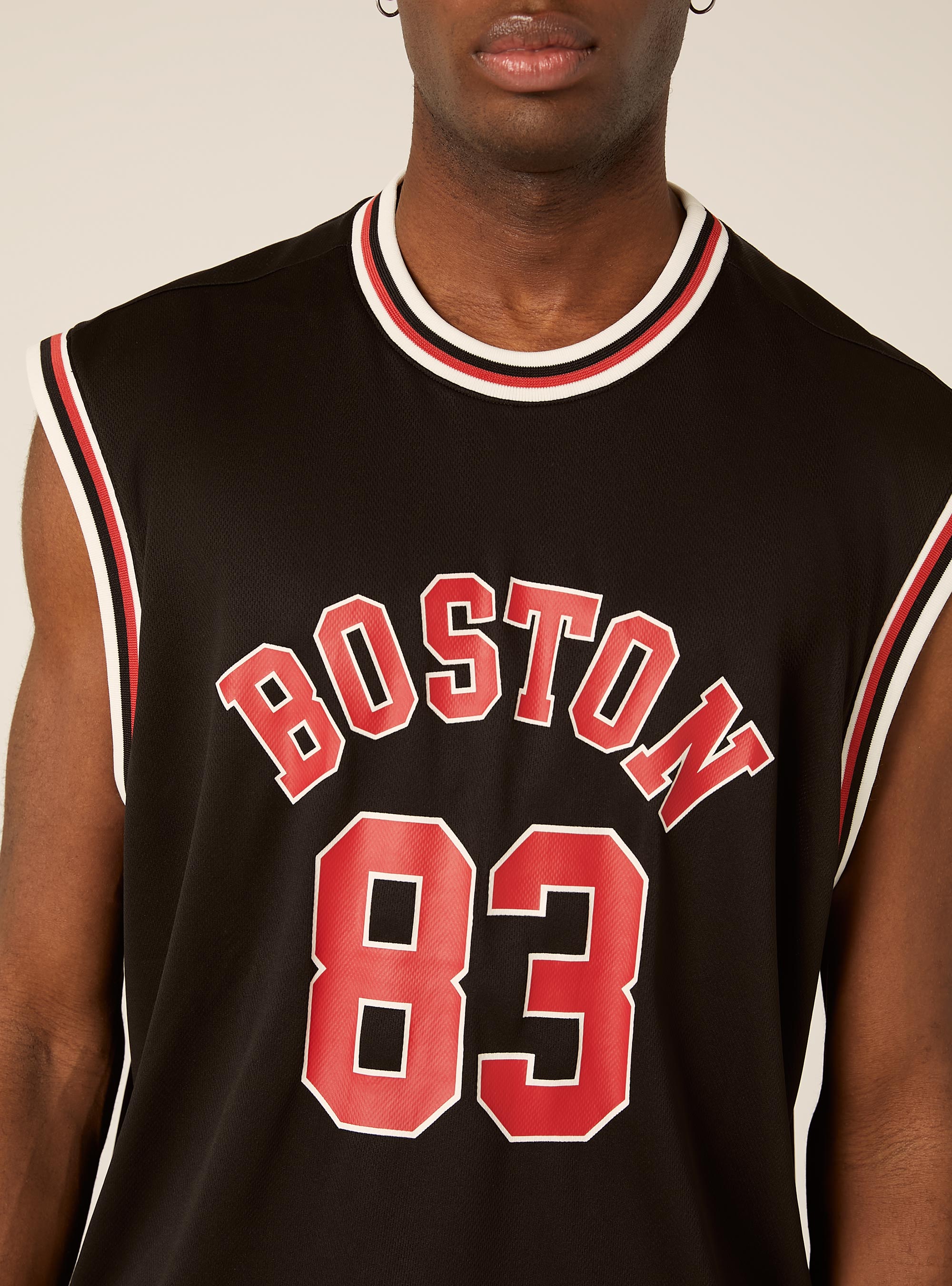 Boxy Fit Tanktop mit Varsity-Print, BK1 BLACK