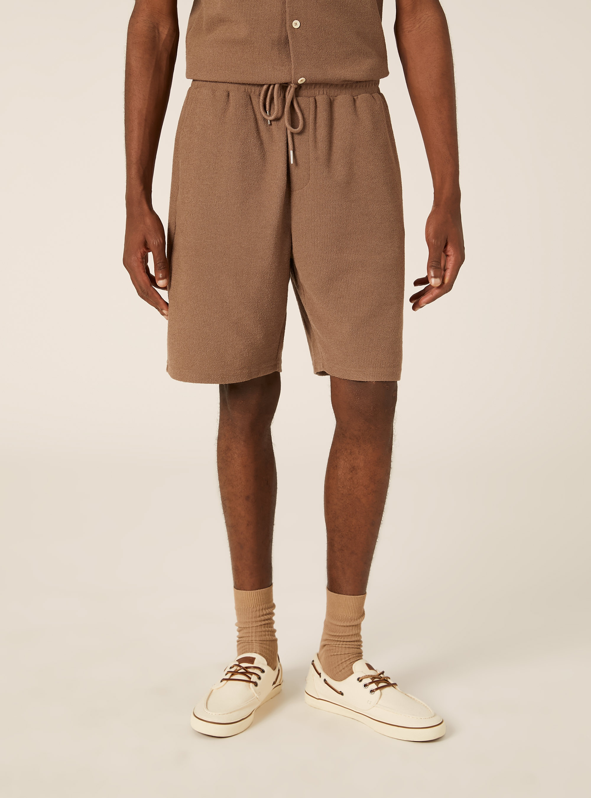 Strukturierte Baumwoll-Bermudas, BR2 BROWN MEDIUM