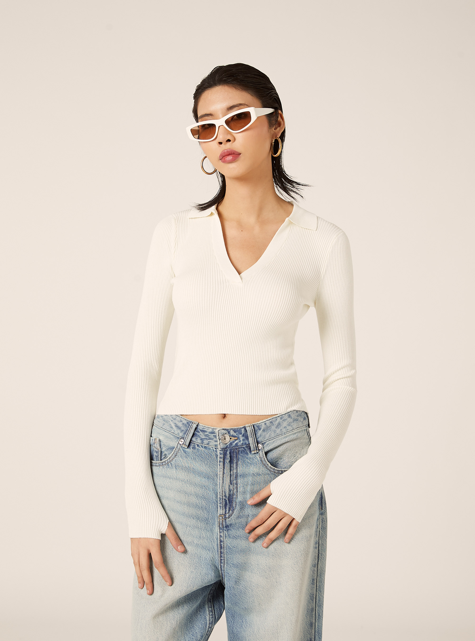 Polo de punto acanalado, WH2 WHITE