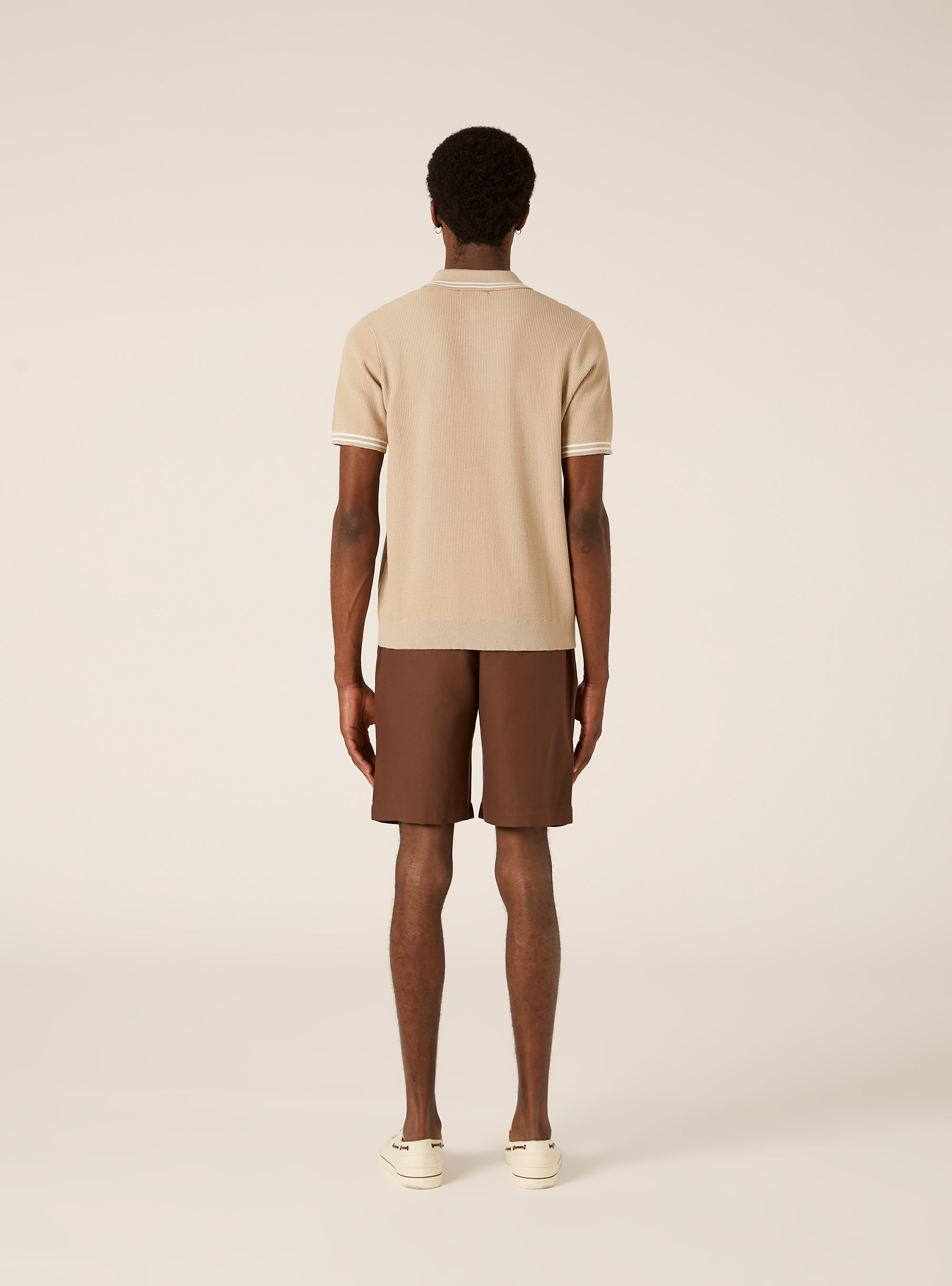 Strick-Poloshirt mit halbem Rei&szlig;verschluss, BG2 BEIGE MEDIUM