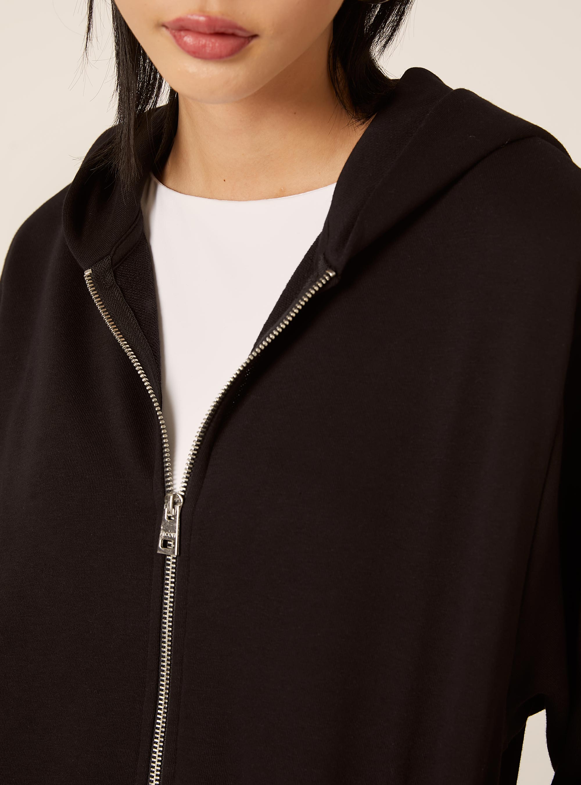 Sudadera con cremallera y corte recto, BK1 BLACK