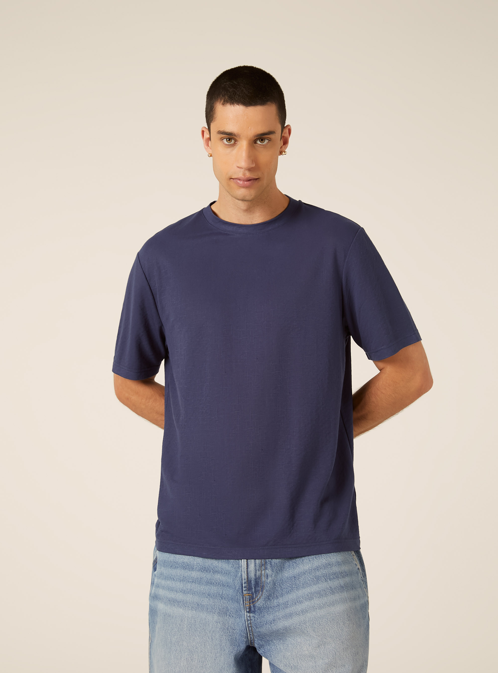 T-Shirt Coupe Boxy Texture, BL2 BLUE MEDIUM