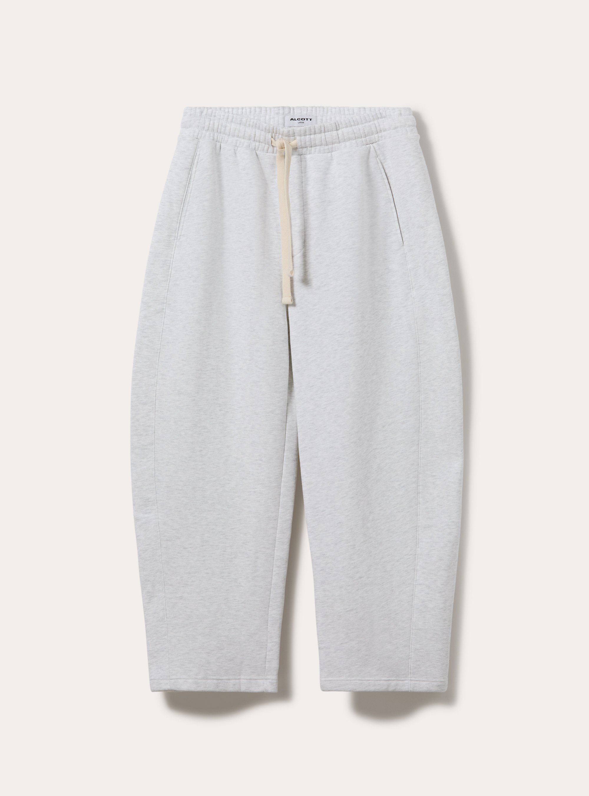 Barrel fit fleece trousers, MGY3 GREY MEL LIGHT