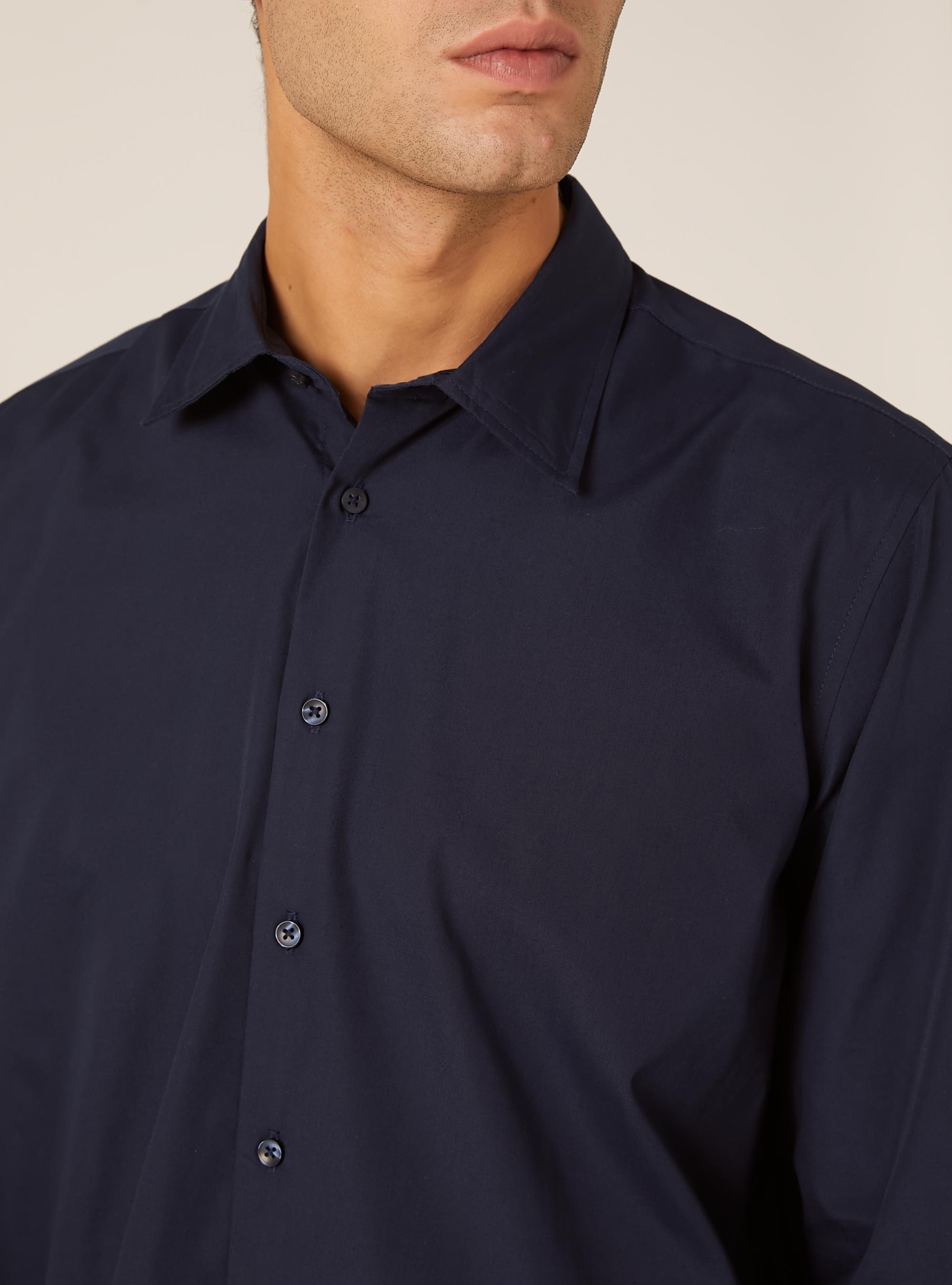 Chemise &agrave; manches longues unie, NA1 NAVY DARK