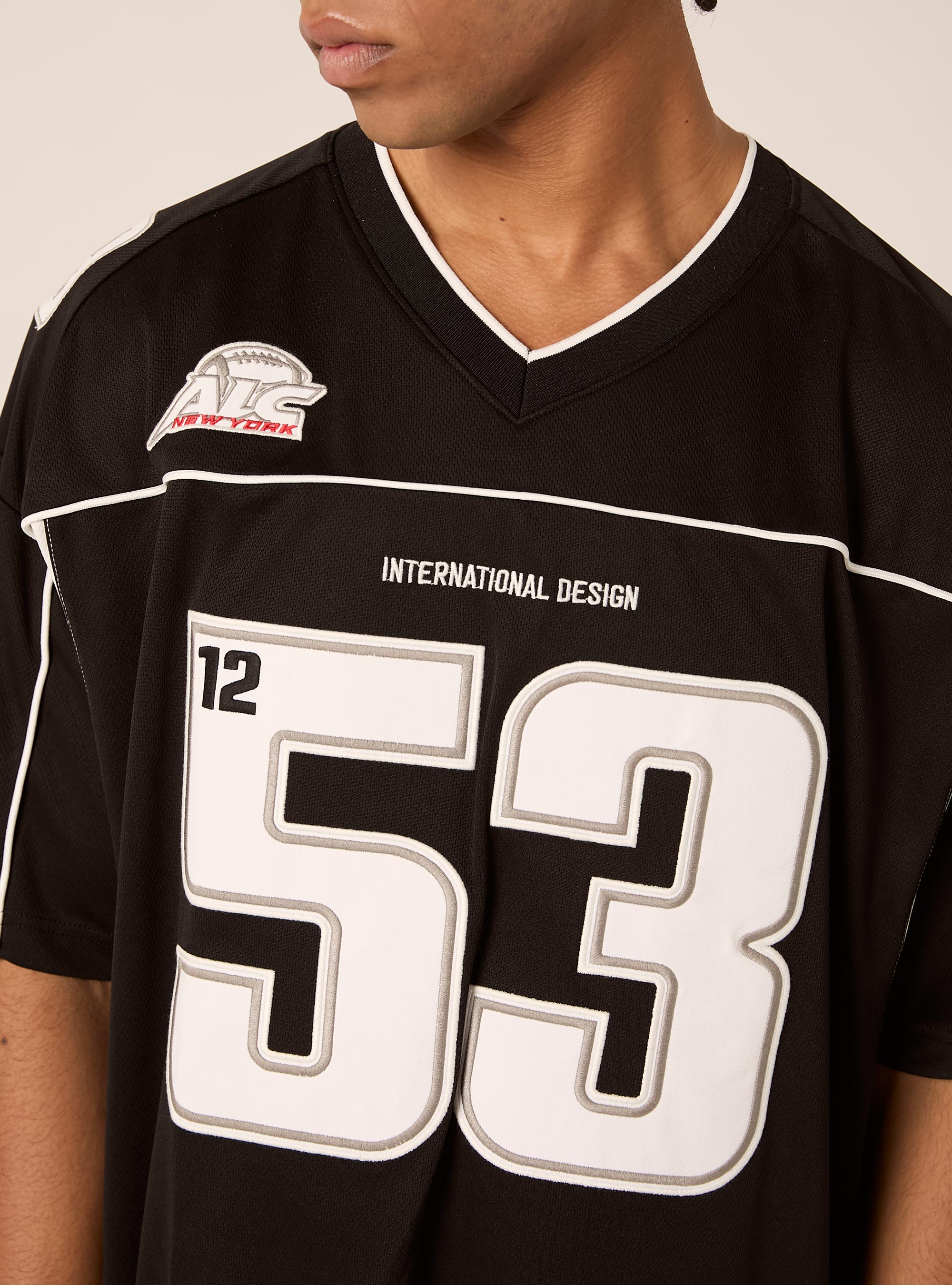 Football-T-Shirt mit Aufn&auml;hern, BK1 BLACK