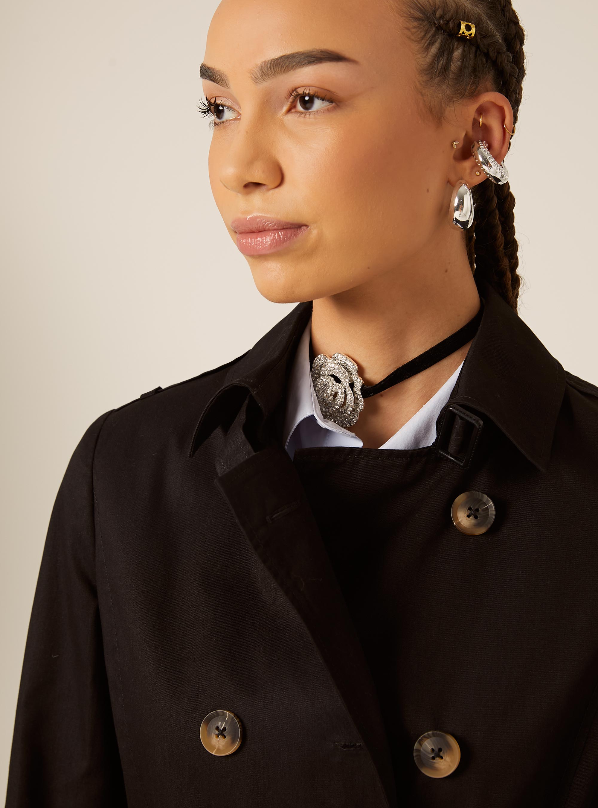 Trench souple avec ceinture, BK1 BLACK