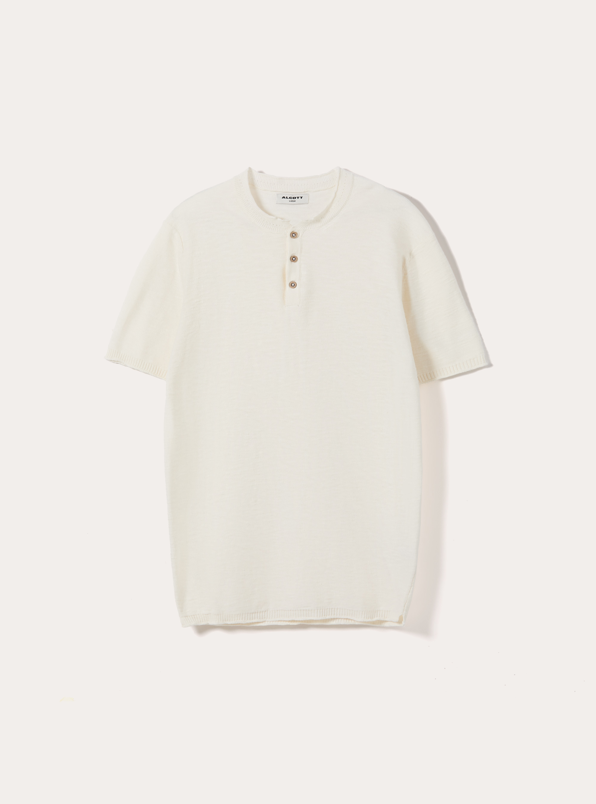 Short Sleeve Henley Pullover, WH1 OFF WHITE
