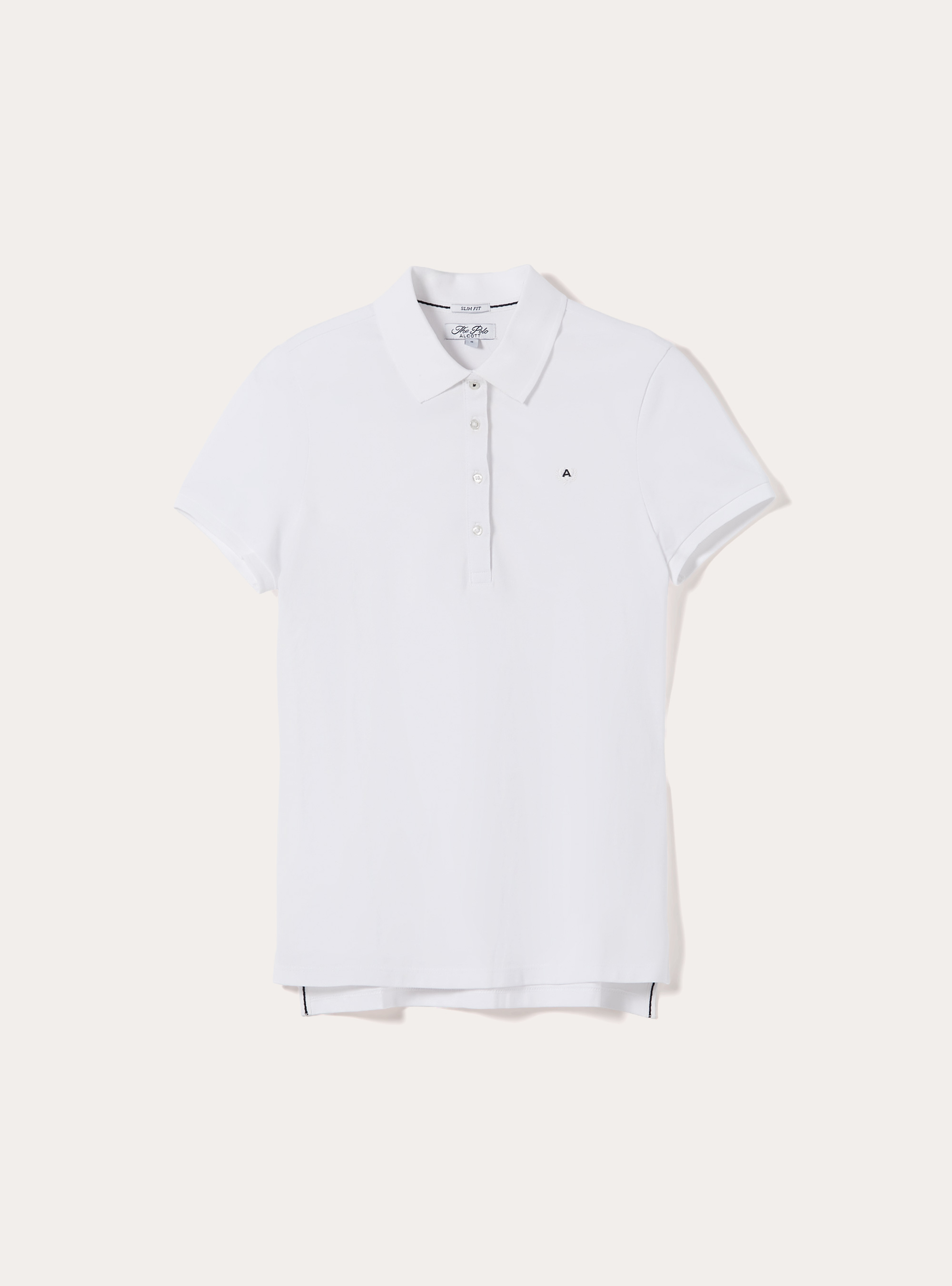 Polo slim fit con logo ricamato, BIANCO OTTICO