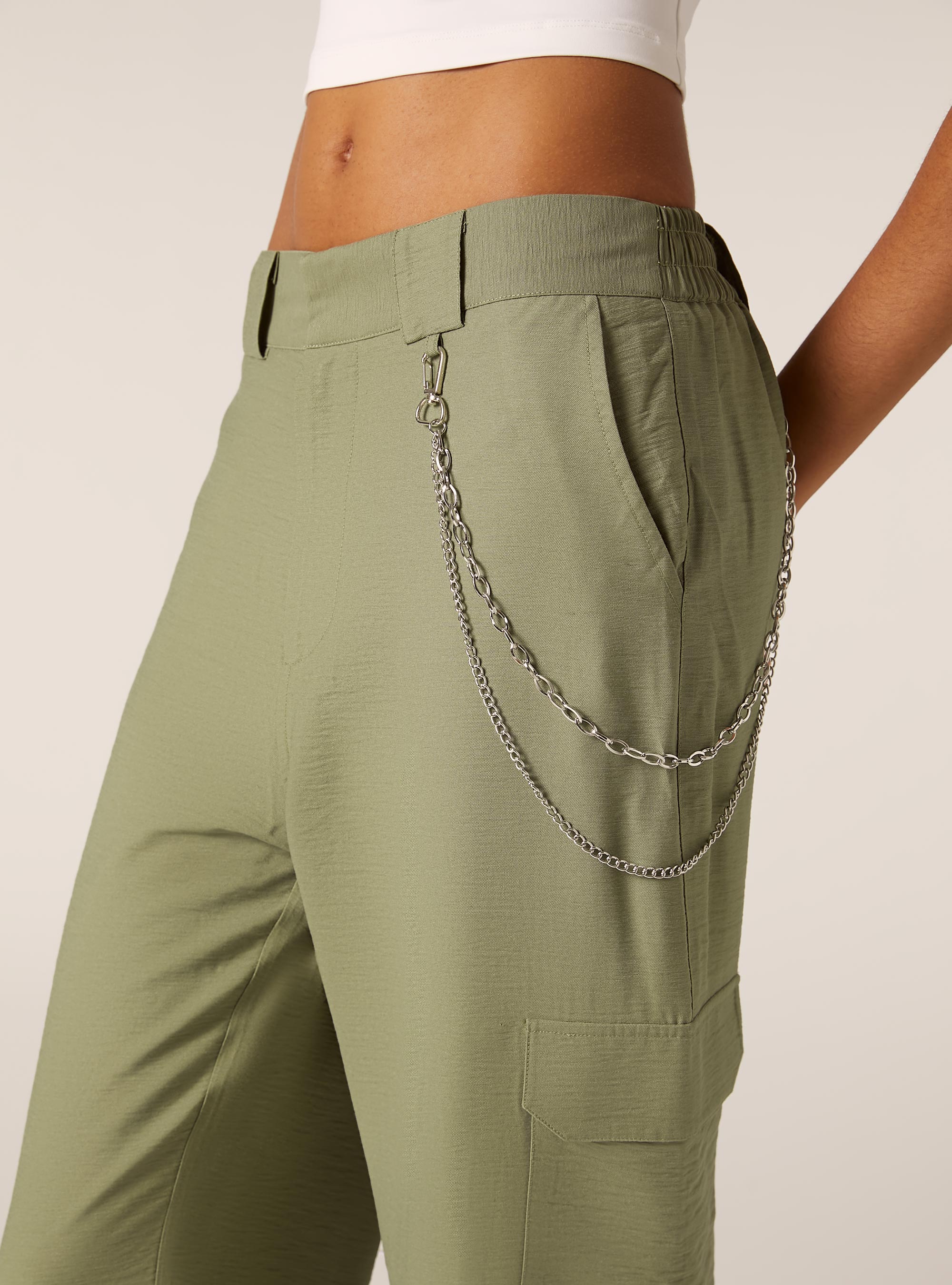 Jogger pants with chain, KY2 KAKY MEDIUM