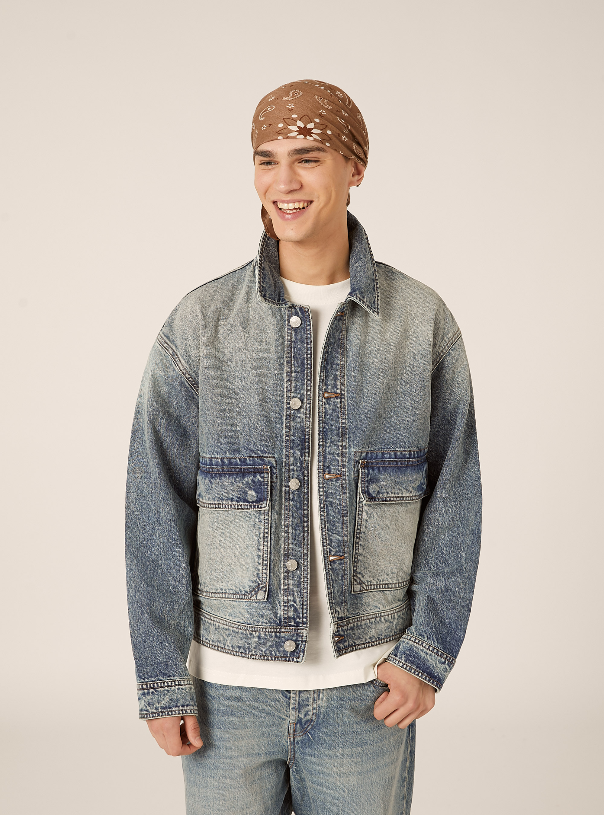 Garage wash denim jacket, D007 LIGHT AZURE