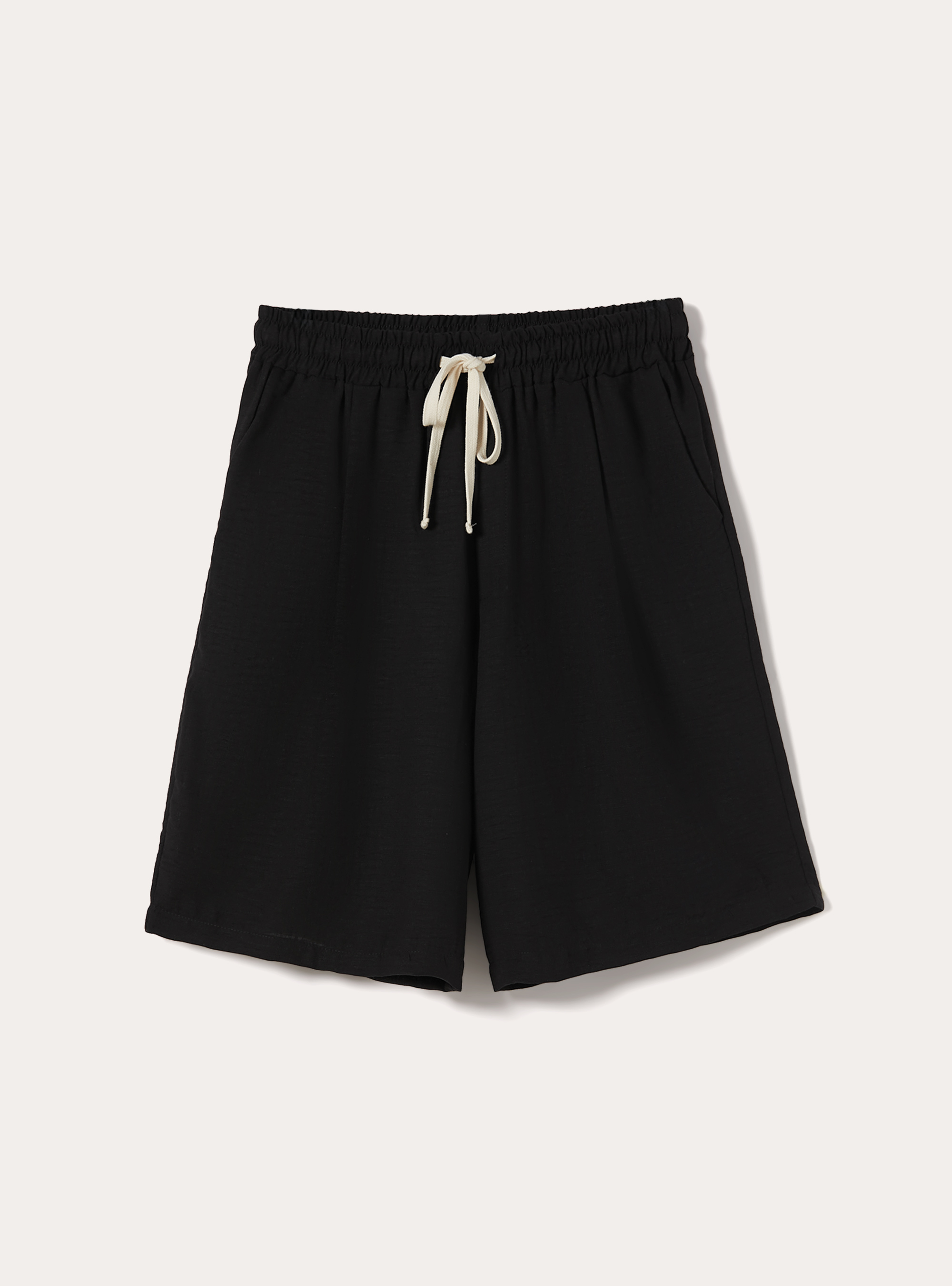 Slub Fabric Bermuda Shorts, BK1 BLACK