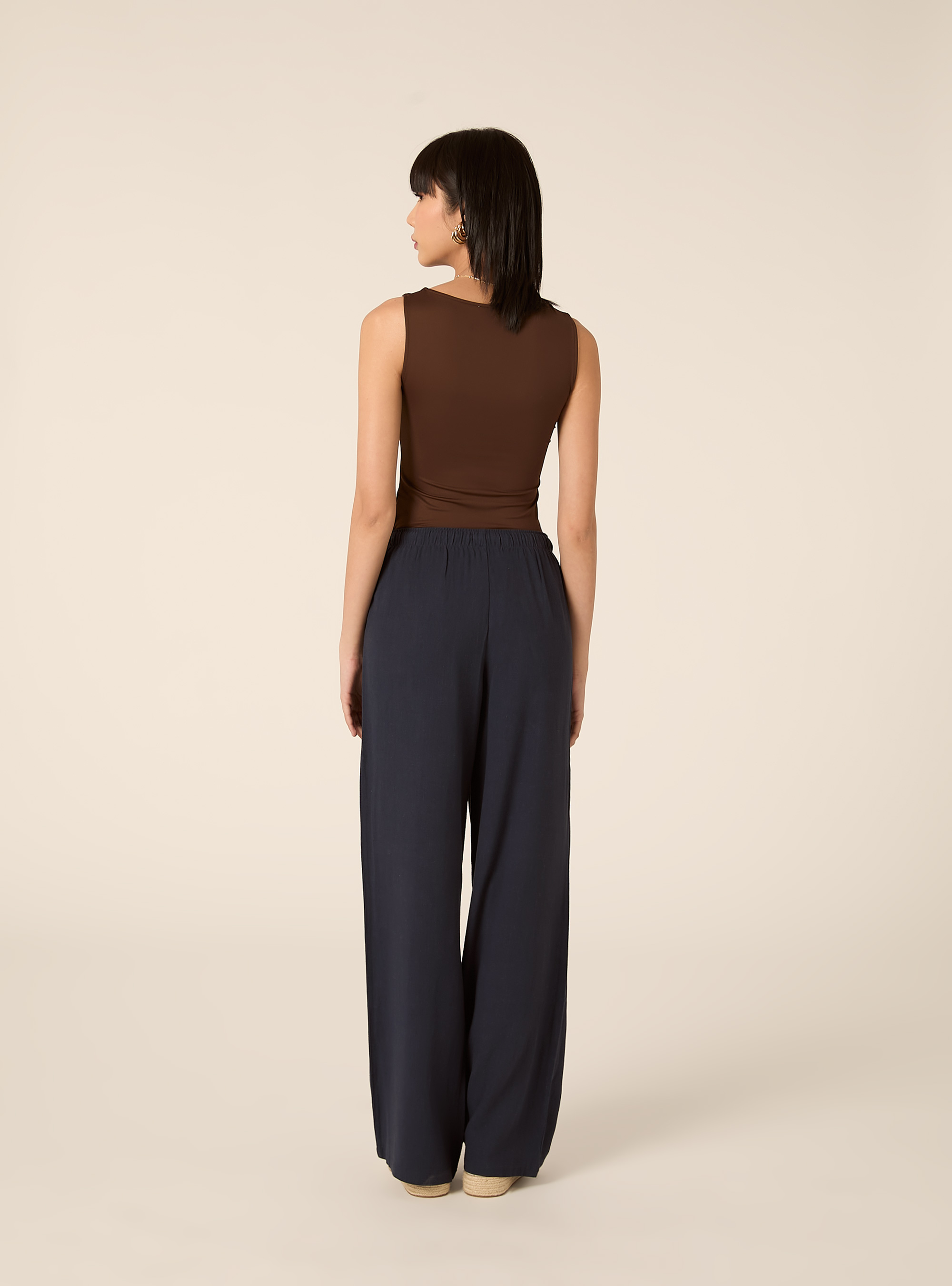 Linen-blend palazzo pants, NA2 NAVY MEDIUM