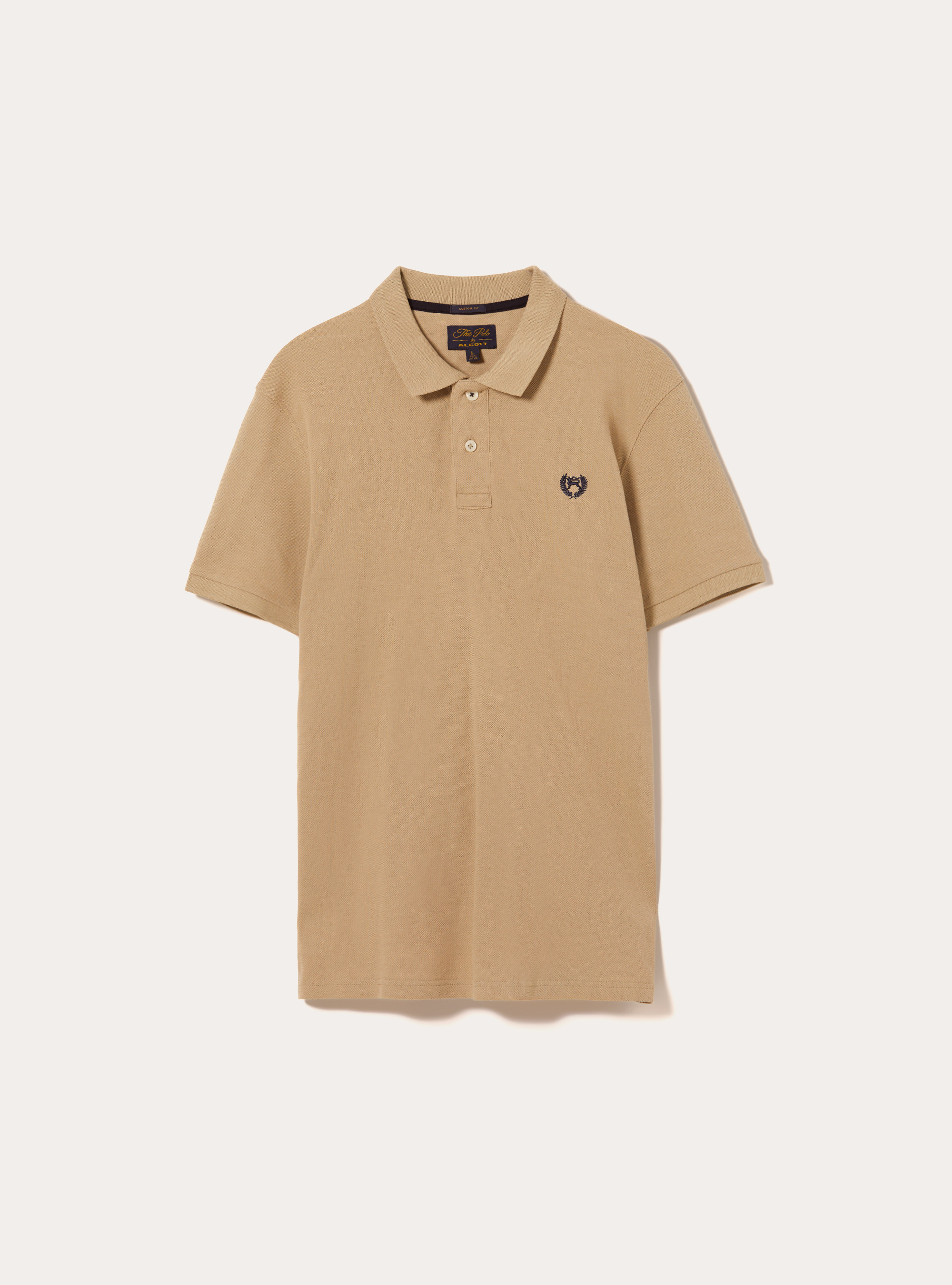 Polo in cotone piquet con ricamo, BEIGE MEDIO