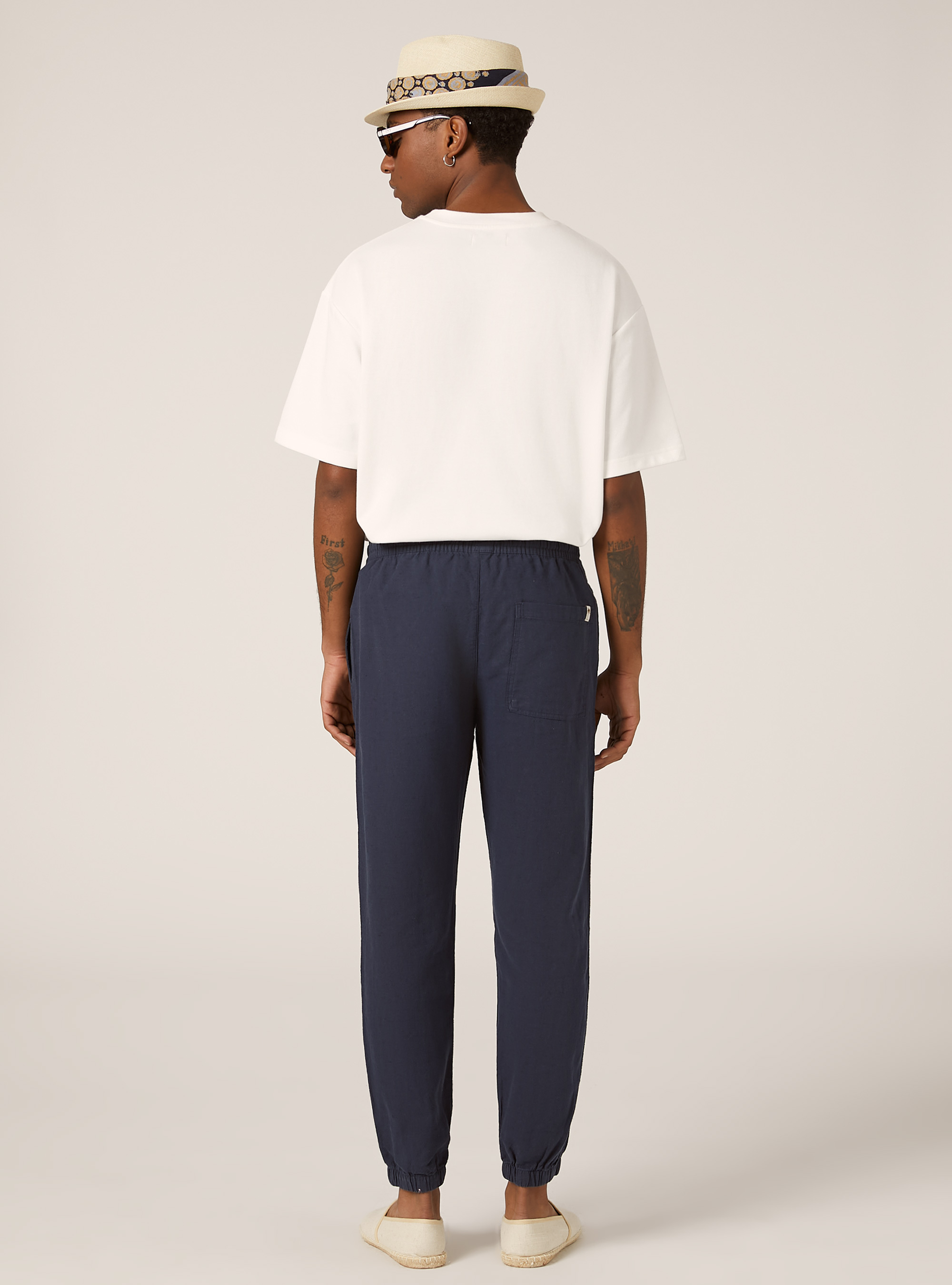 Linen-blend jogger pants, NA2 NAVY MEDIUM