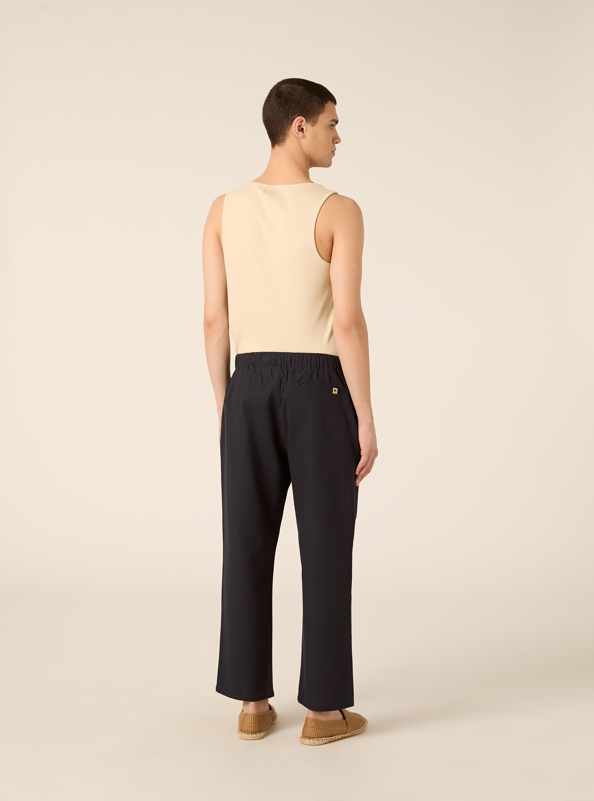 Linen-blend jogger pants, NA2 NAVY MEDIUM