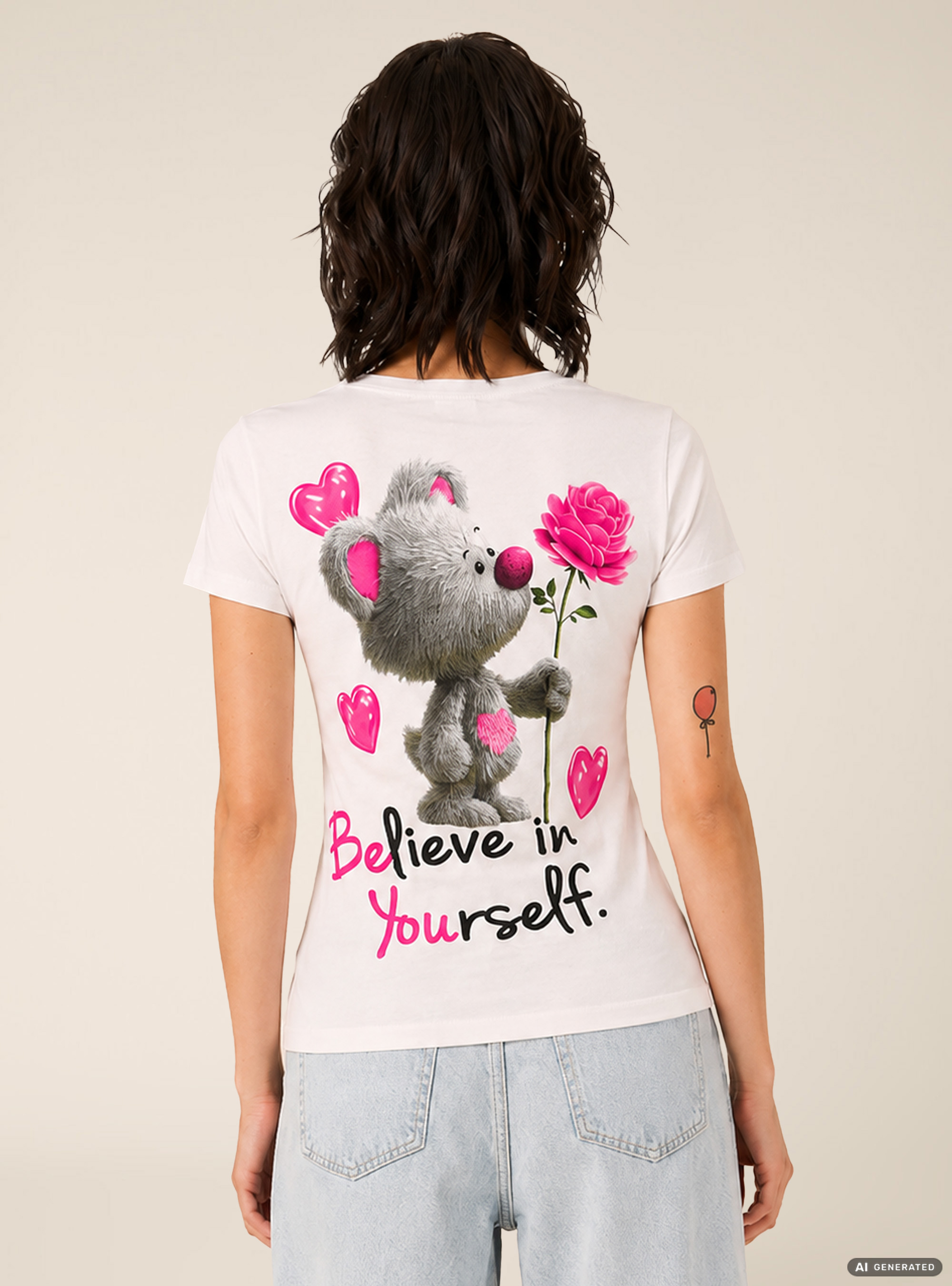 T-shirt regular con stampa, WH3 WHITE