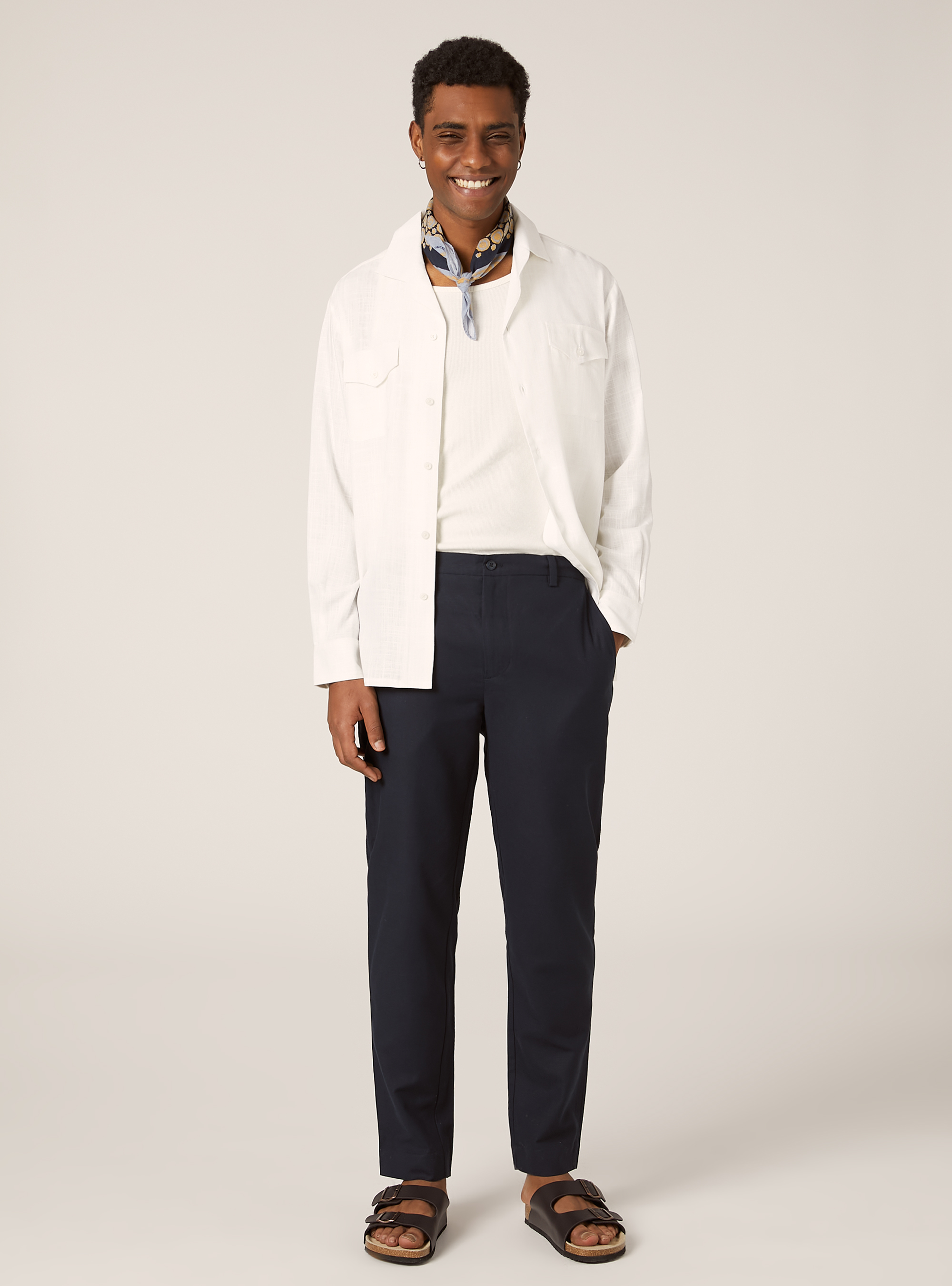 Linen-blend shirt with pockets, WH2 WHITE