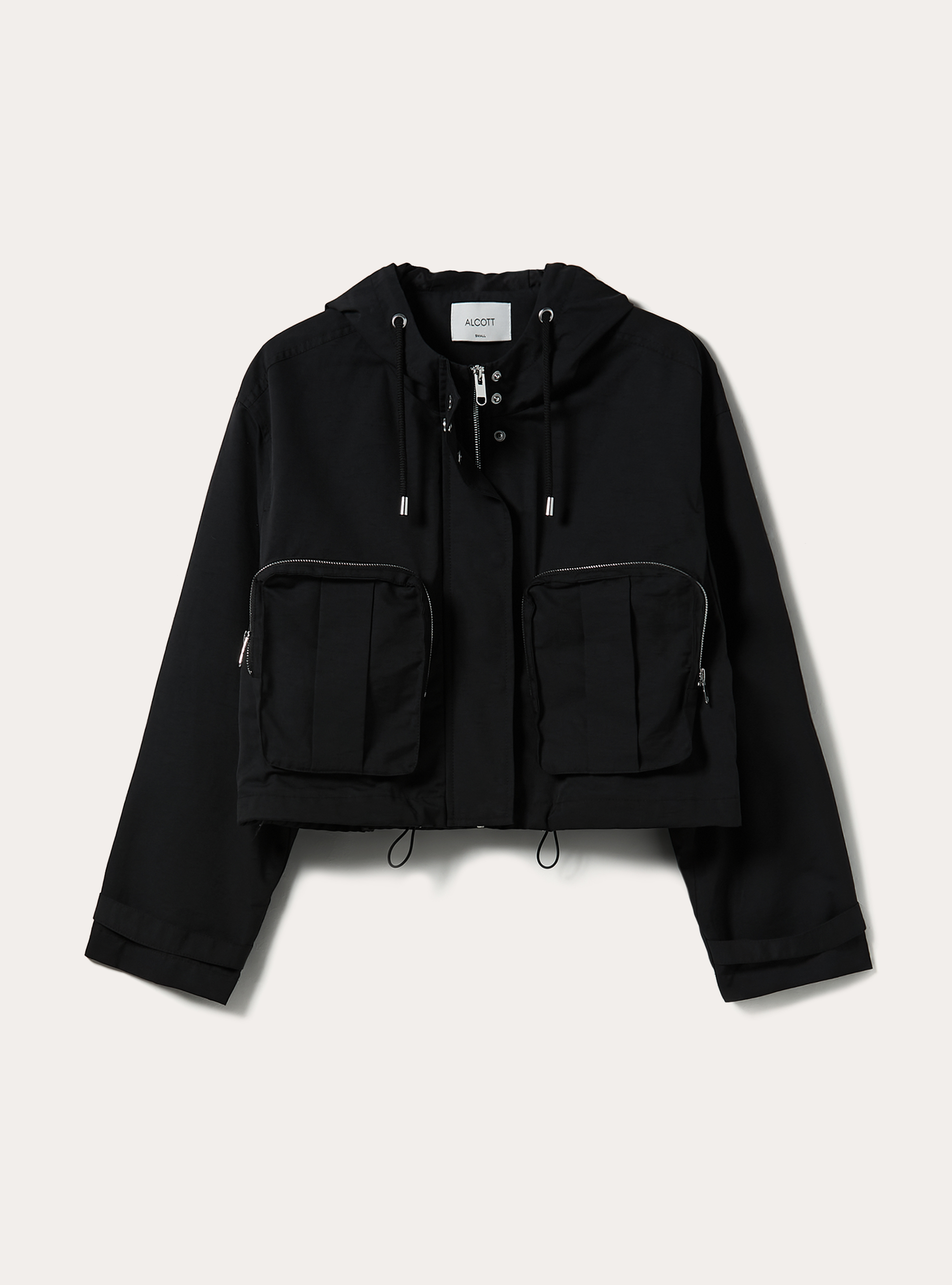 Giubbino in twill con tasche, NERO