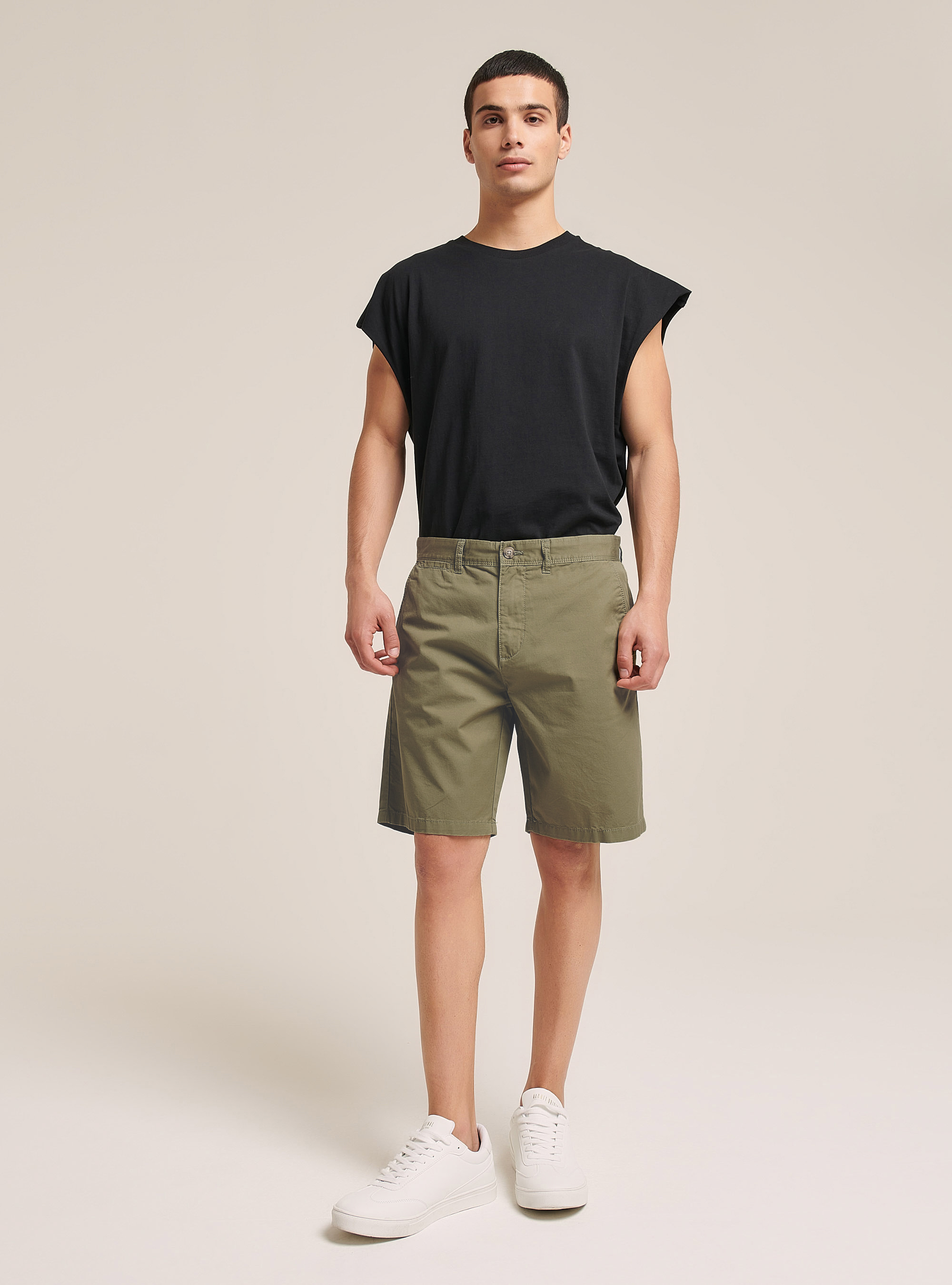 Bermudashorts aus Twill in einfacher Passform, KY2 KAKY MEDIUM
