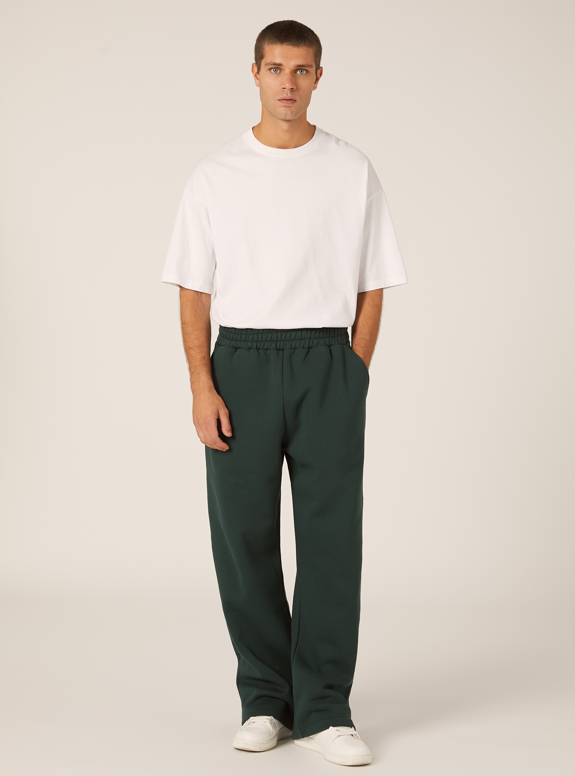 Pantalon ample en molleton, GN1 GREEN DARK