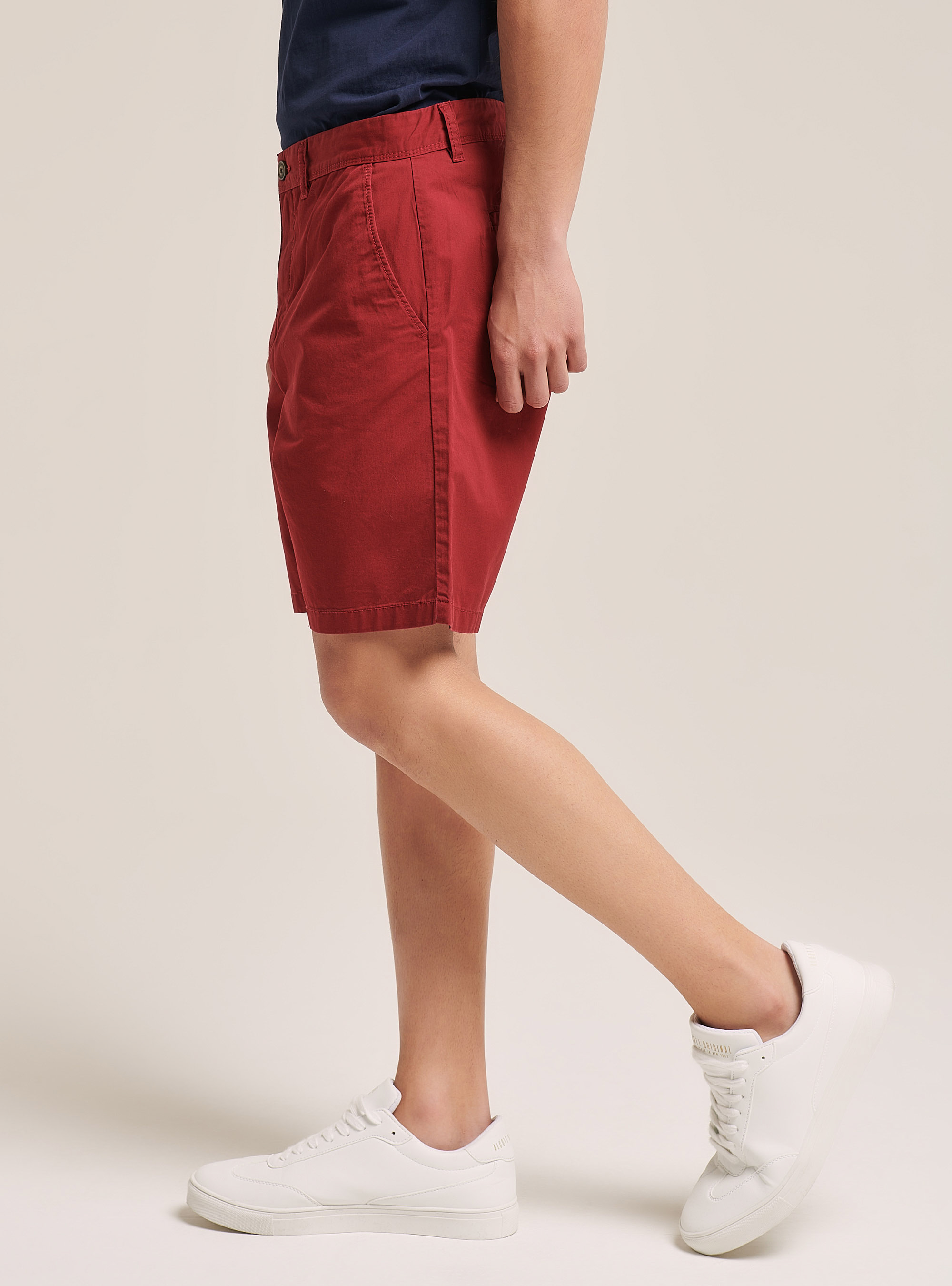 Plain Fit Twill Bermuda Shorts, BO2 BORDEAUX MEDIUM