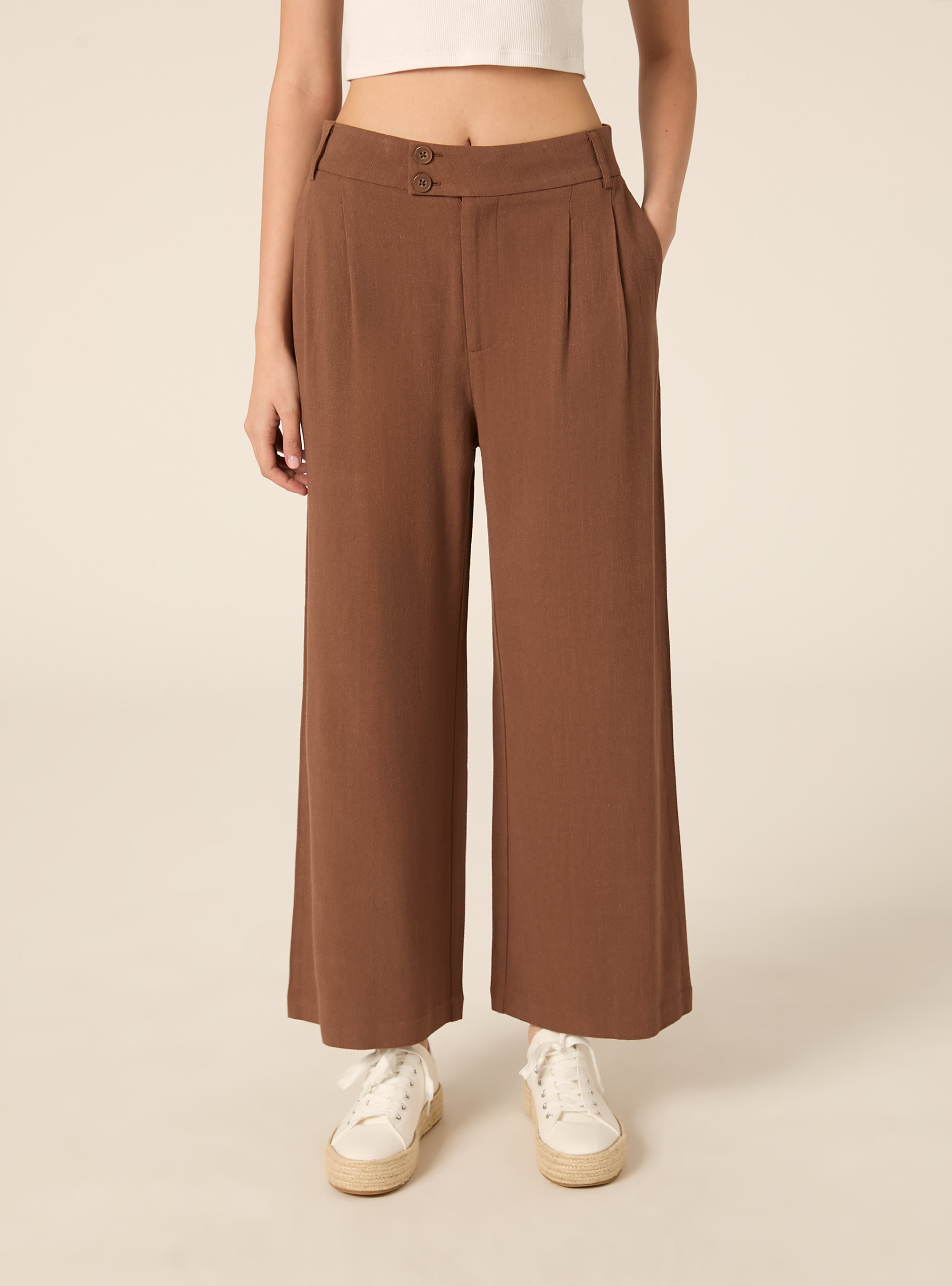 Weit geschnittene Hose aus Leinenmischgewebe, BR2 BROWN MEDIUM