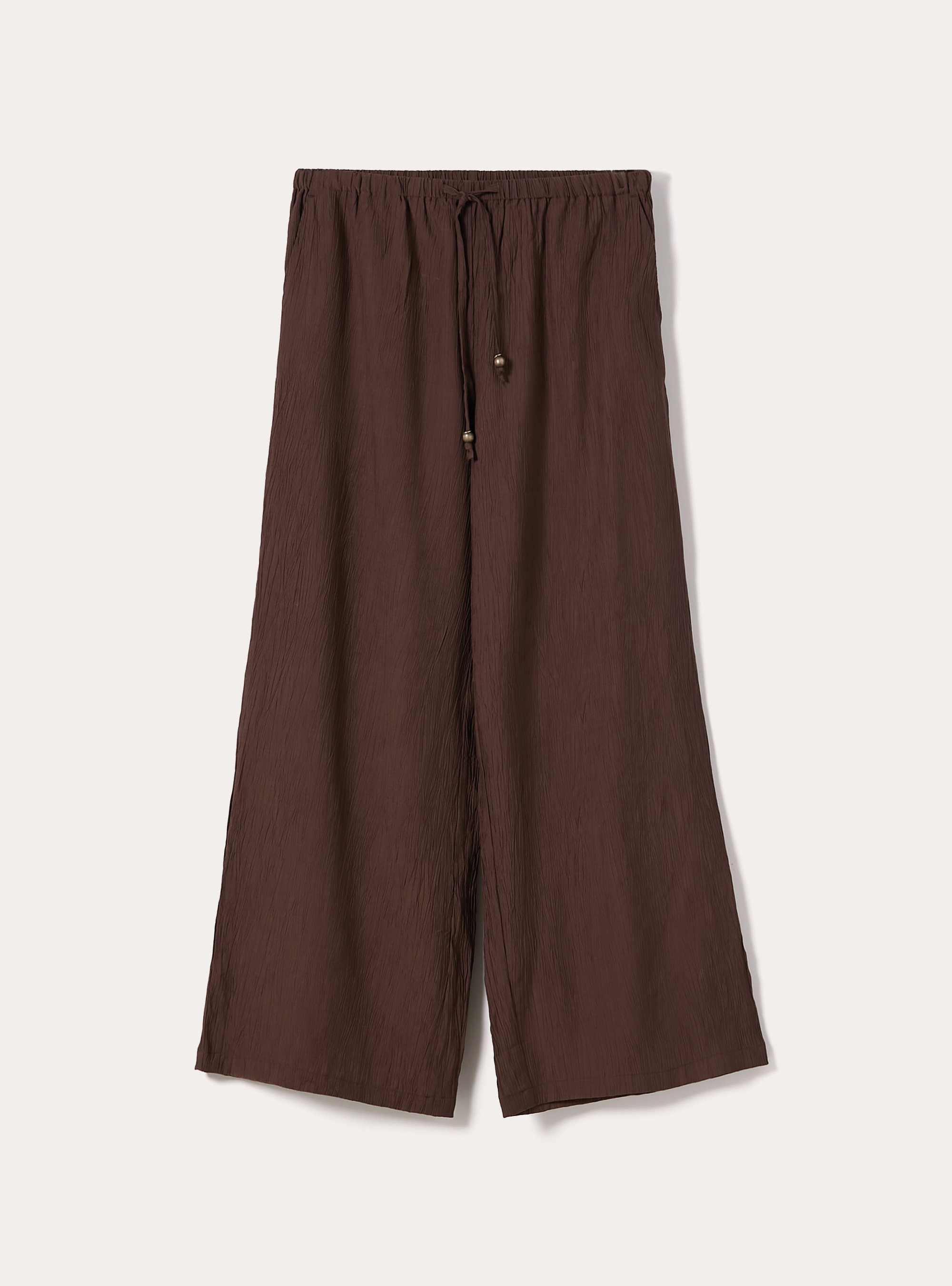 Pantaloni ampi con vita elasticizzata in crepe, BR2 BROWN MEDIUM