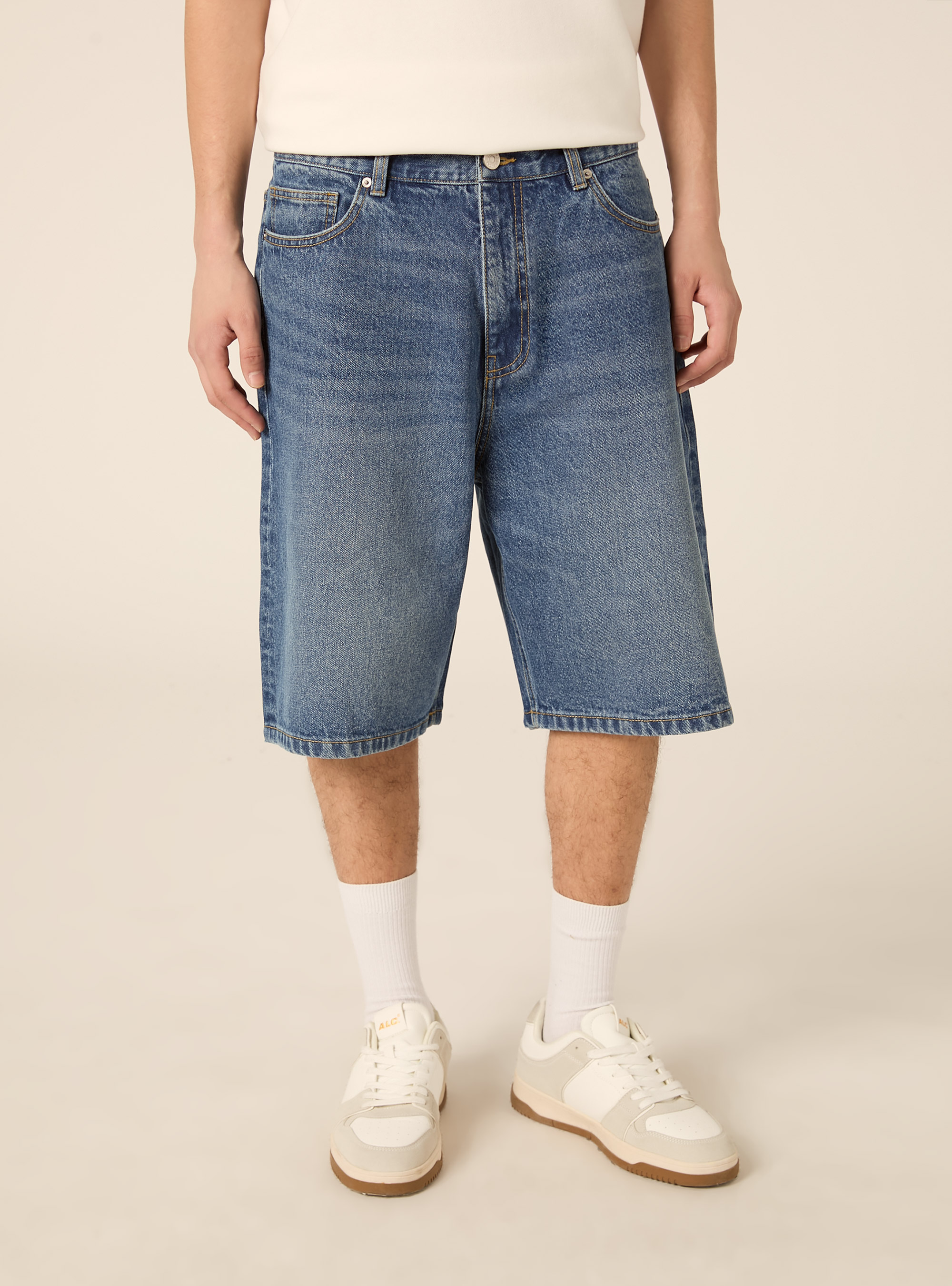 Bermuda ample en denim, D003 MEDIUM BLUE