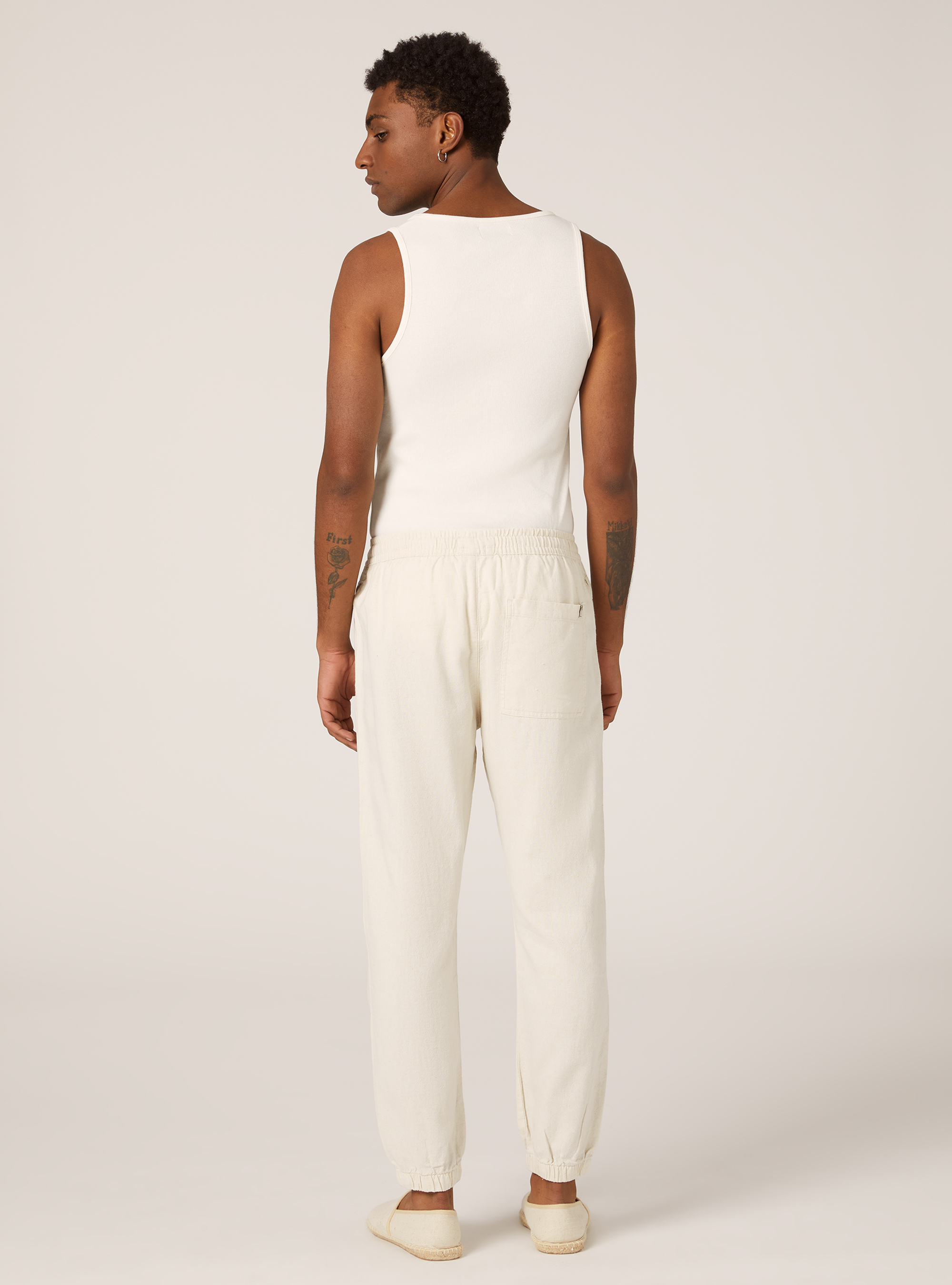 Linen-blend jogger pants, MWH1 WHITE MEL DARK