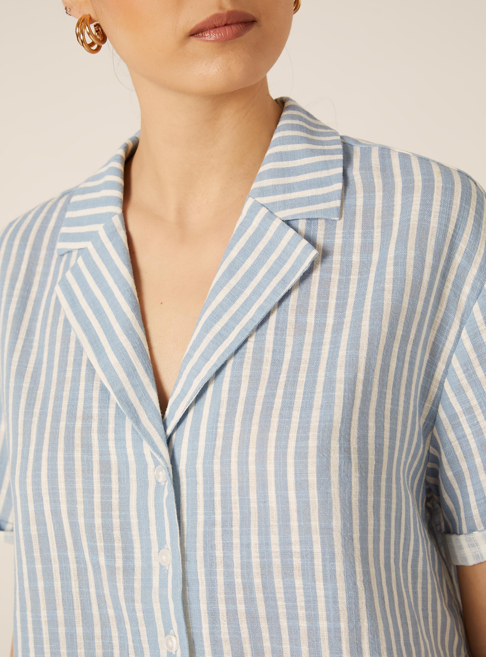 Camicia maniche corte crop, MULTICOLOR