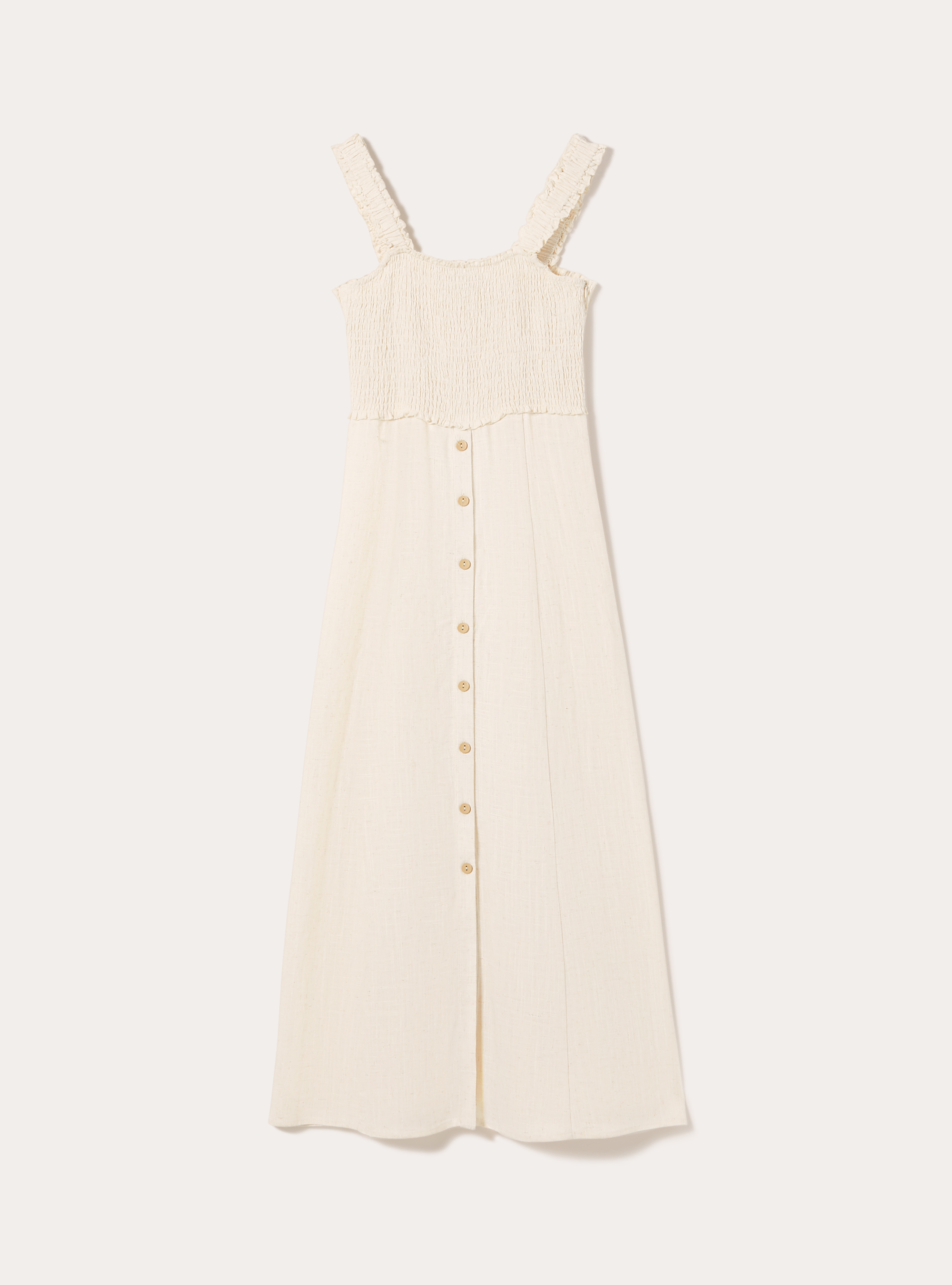 Linen blend midi dress, BG3 BEIGE LIGHT