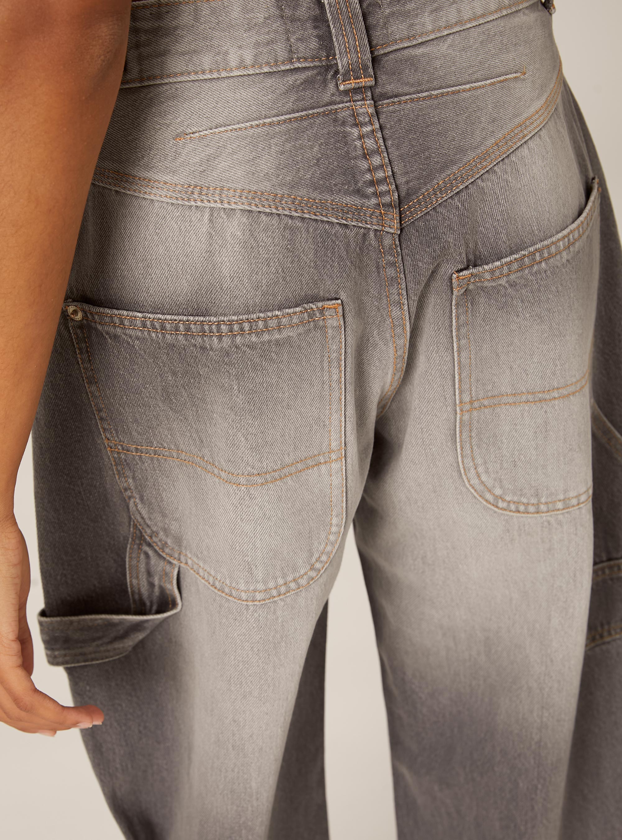 Jean ballon carpenter &agrave; taille ajustable, D00G GREY