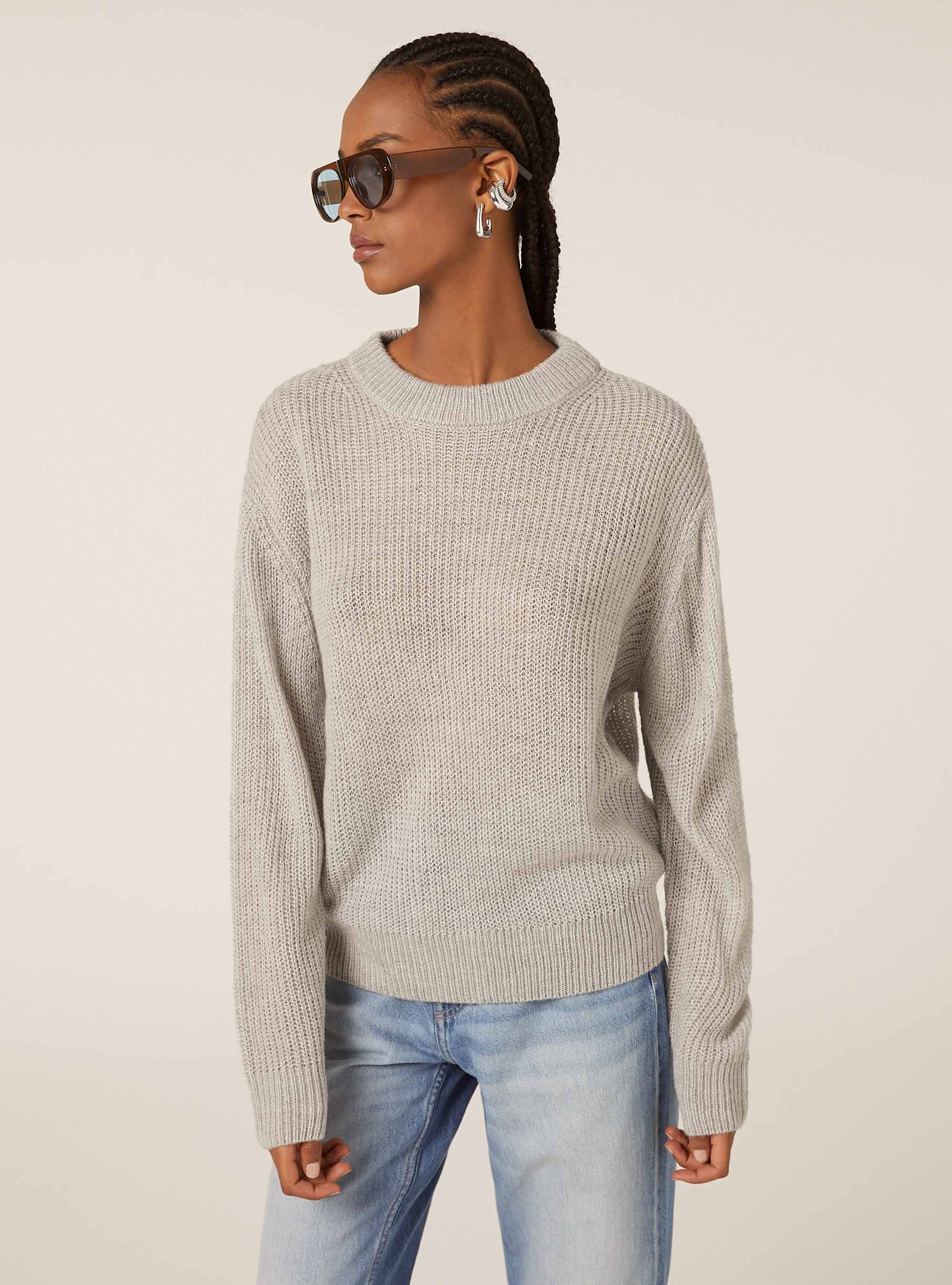 Pull-over basique uni, MGY2 GREY MEL MEDIUM