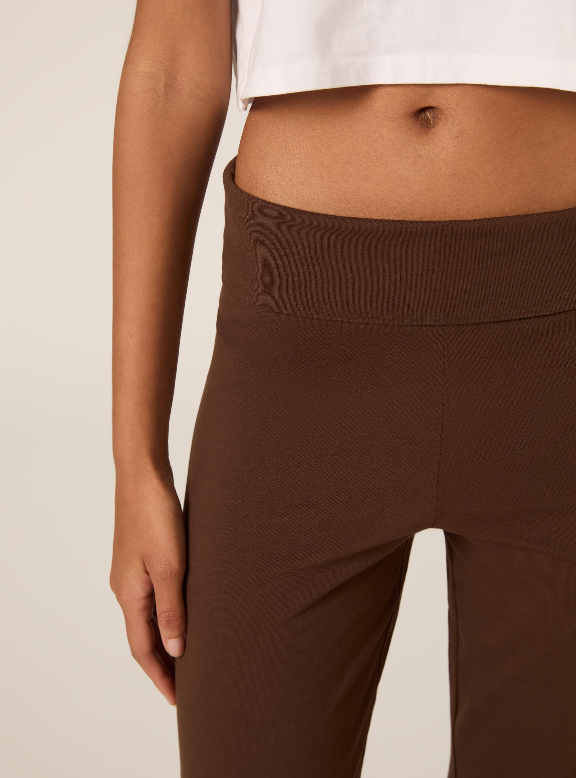 Leggings &agrave; revers &agrave; la taille, BR2 BROWN MEDIUM