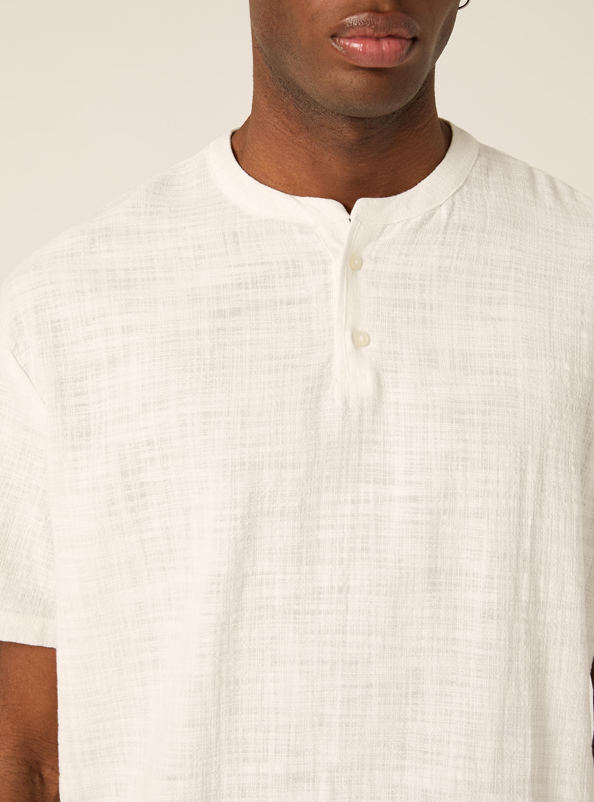 Short Sleeve Henley Shirt, WH2 WHITE