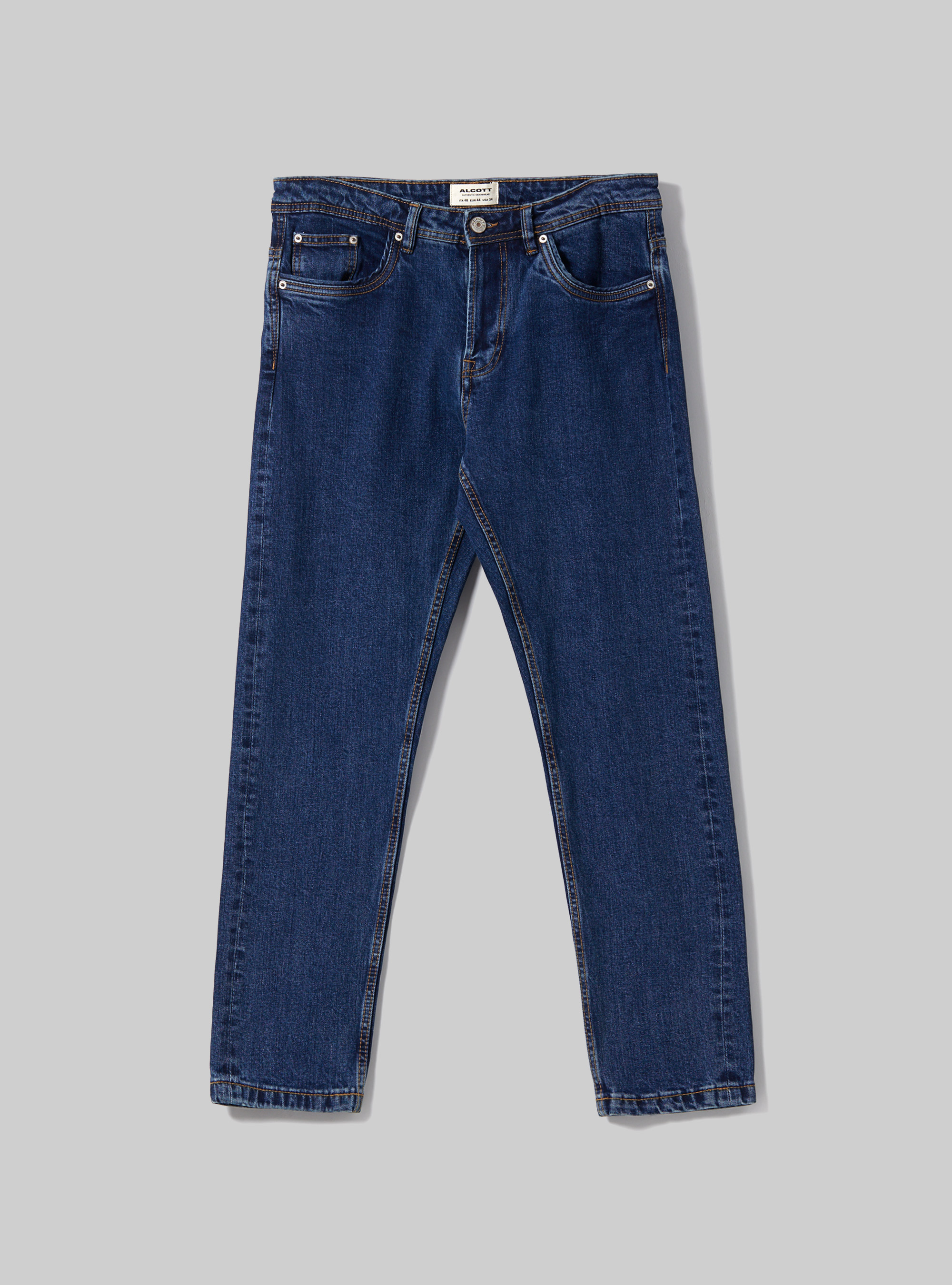 Jeans slim fit in denim stretch, D002 MEDIUM DARK BLUE