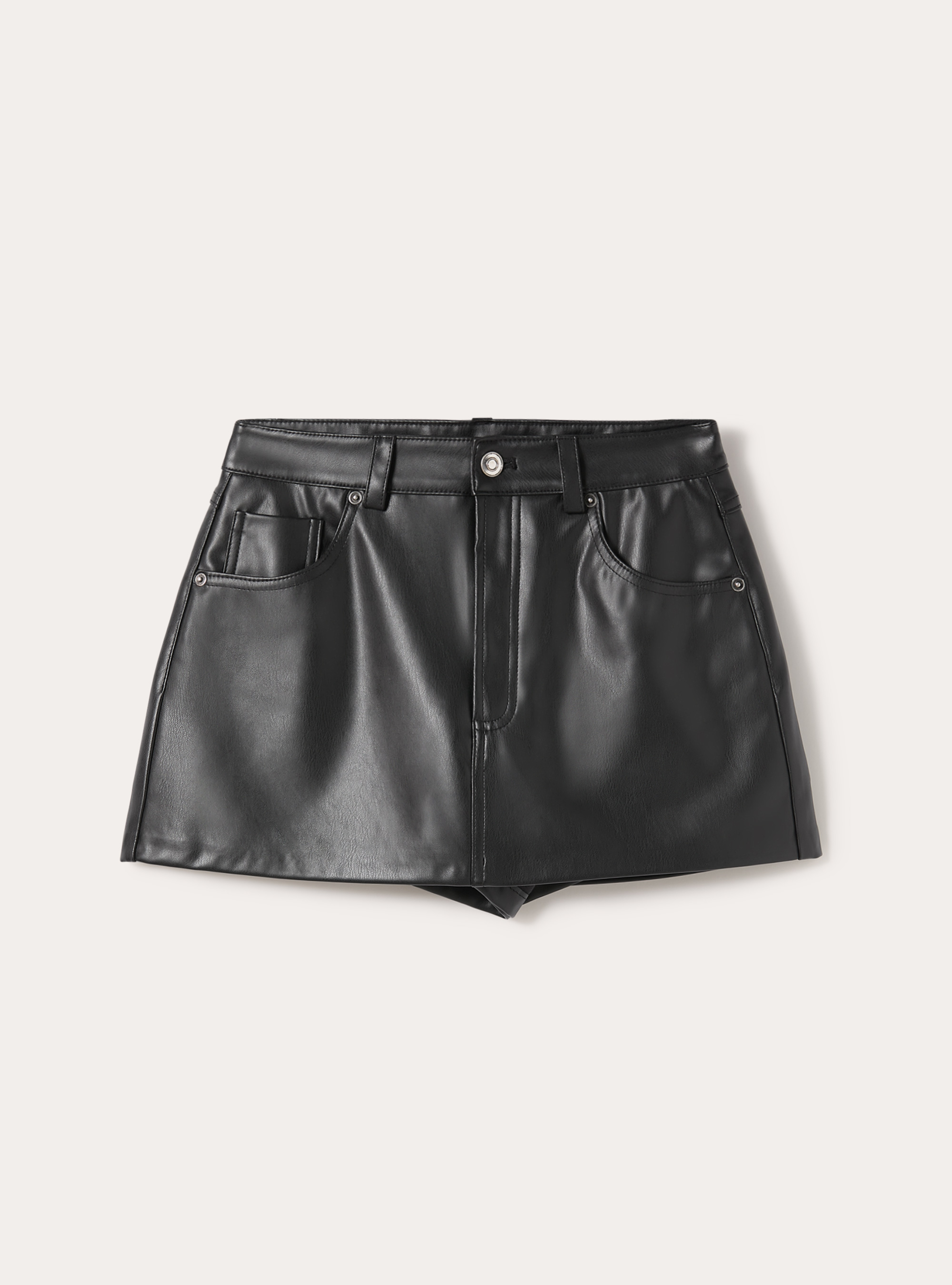 Falda pantal&oacute;n efecto piel, BK1 BLACK