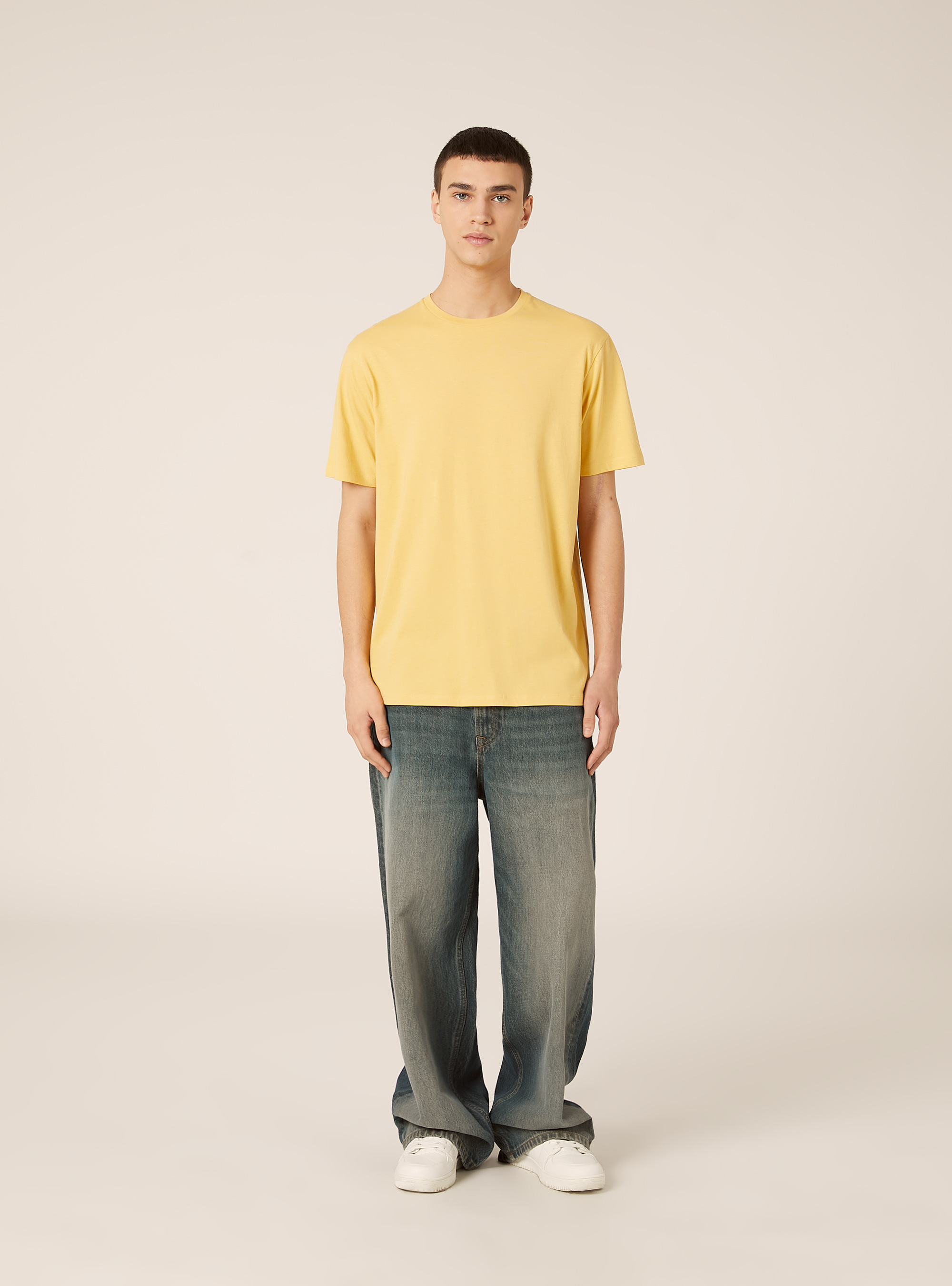 Basic Cotton T-Shirt, YE2 YELLOW MEDIUM