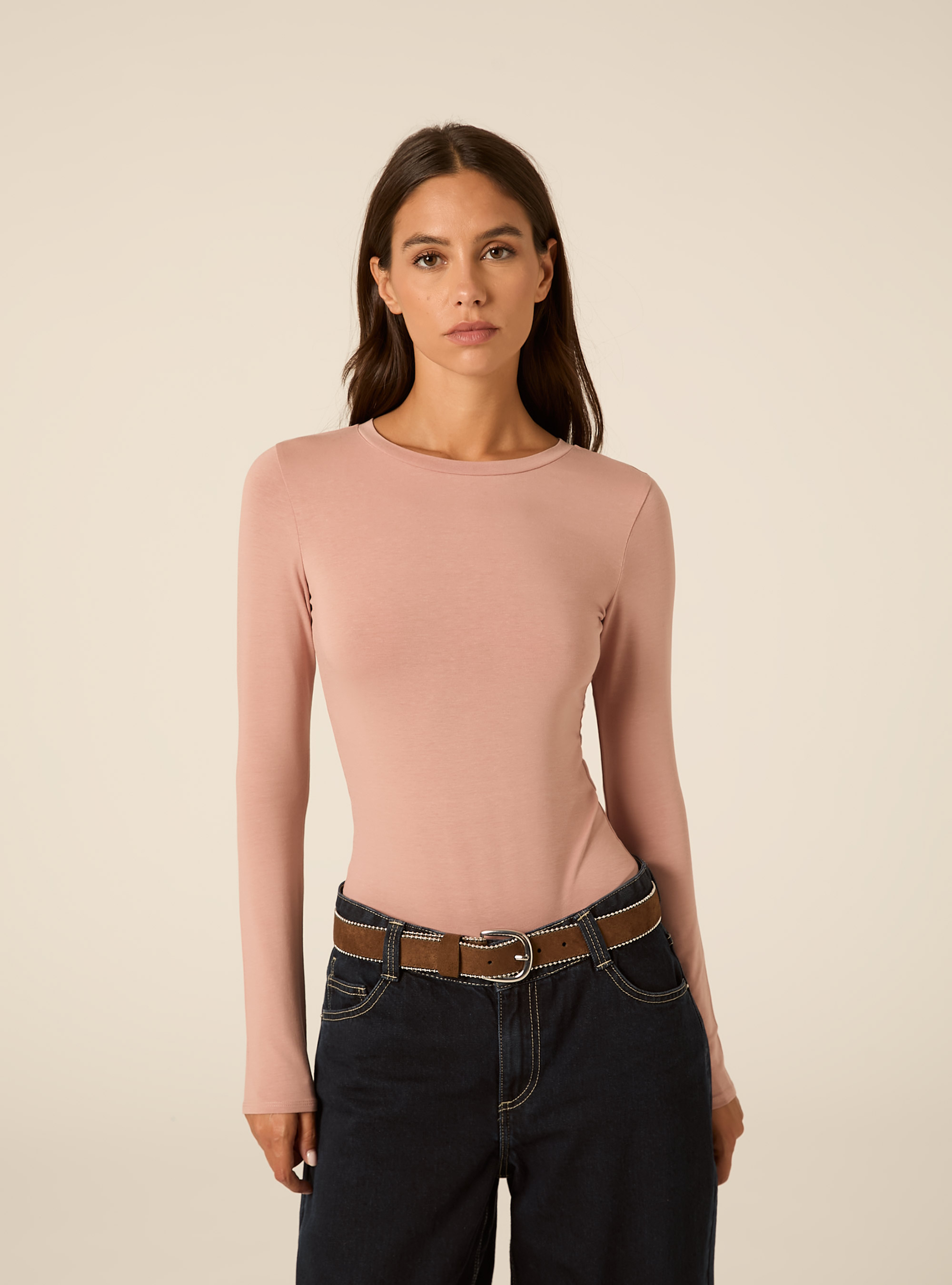 Long Sleeve Crew Neck Body, PK2 PINK MEDIUM