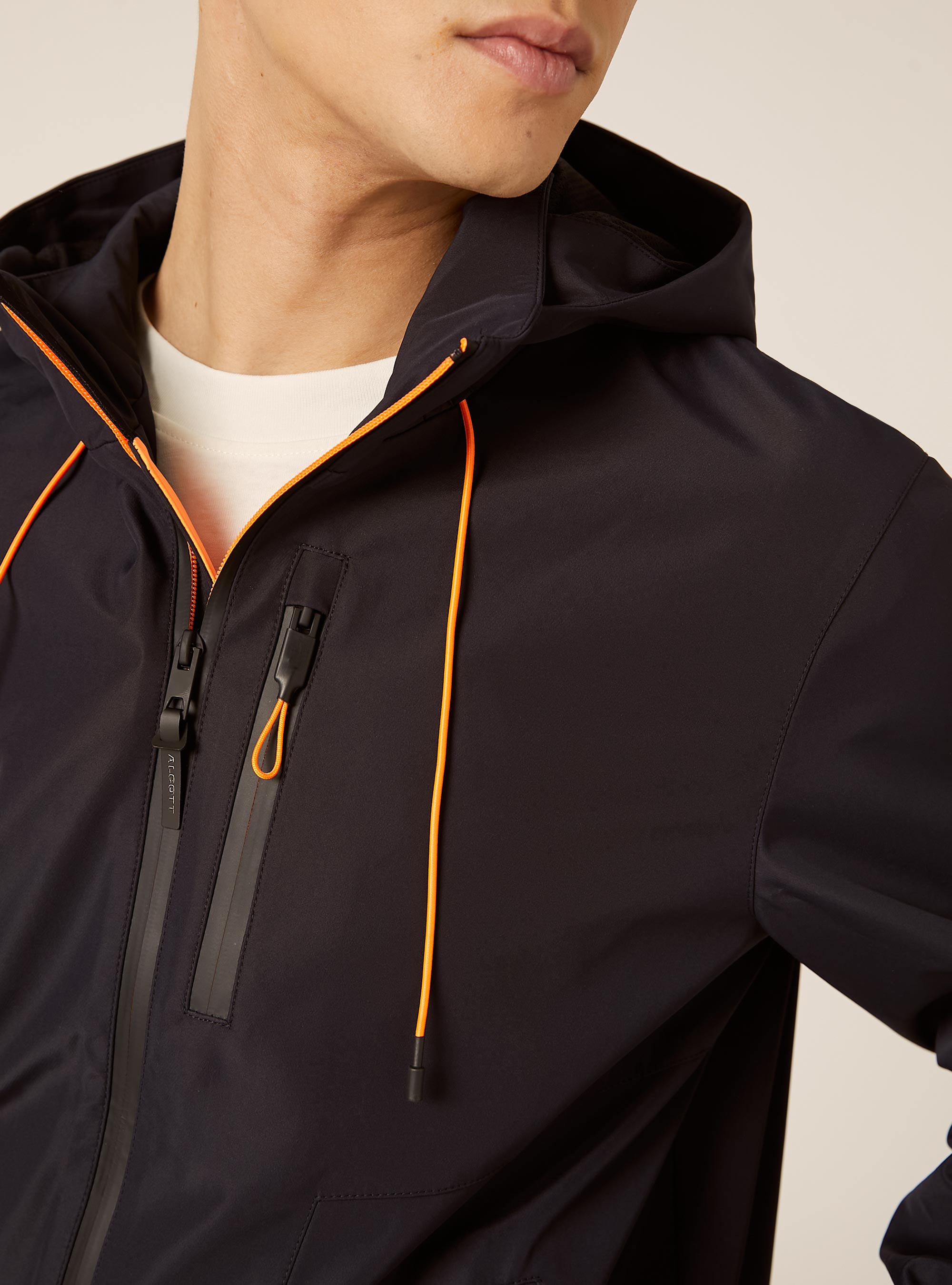 Windproof bomber jacket with hood, NA1 NAVY DARK