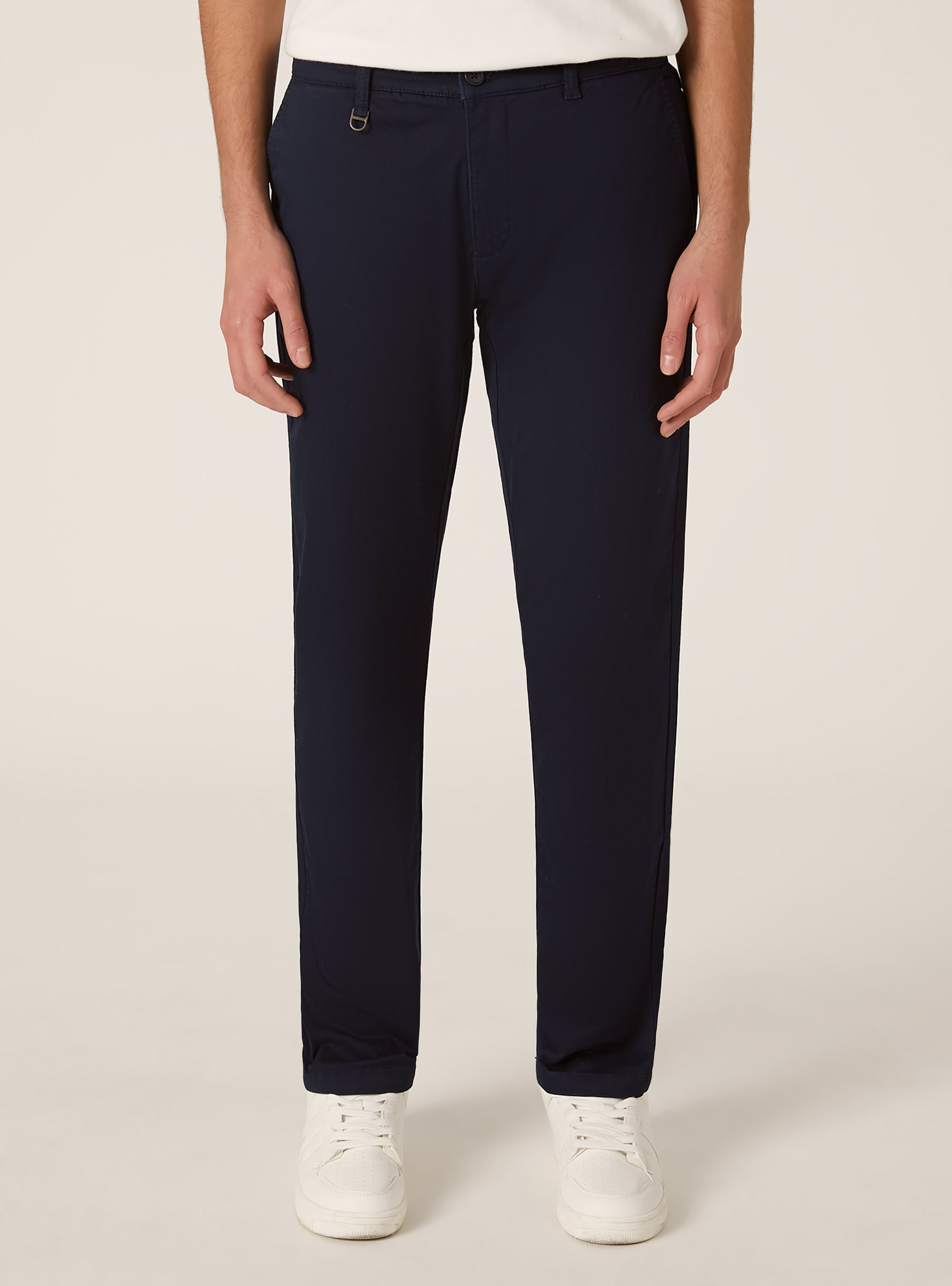 Pantalon chino stretch en serg&eacute; coupe skinny, BL1 BLUE DARK