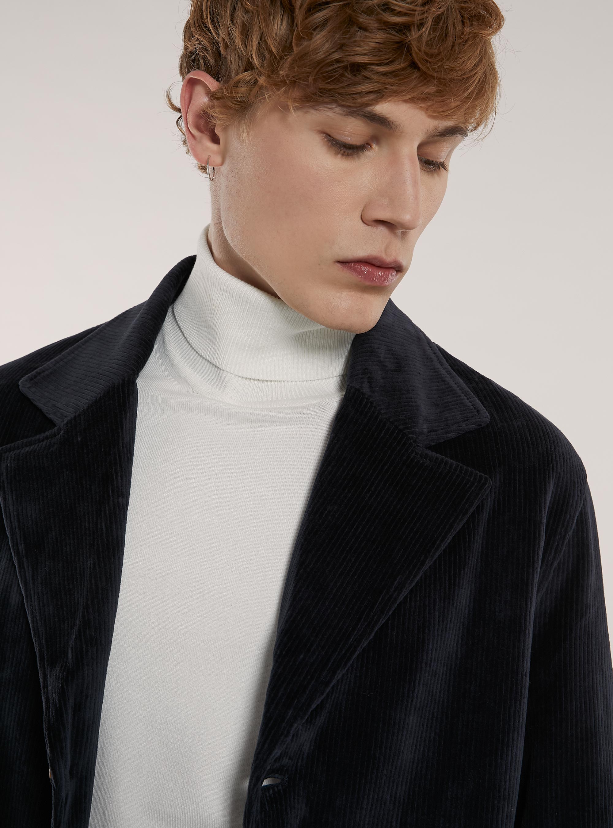 Manteau en velours non doubl&eacute;, NA1 NAVY DARK