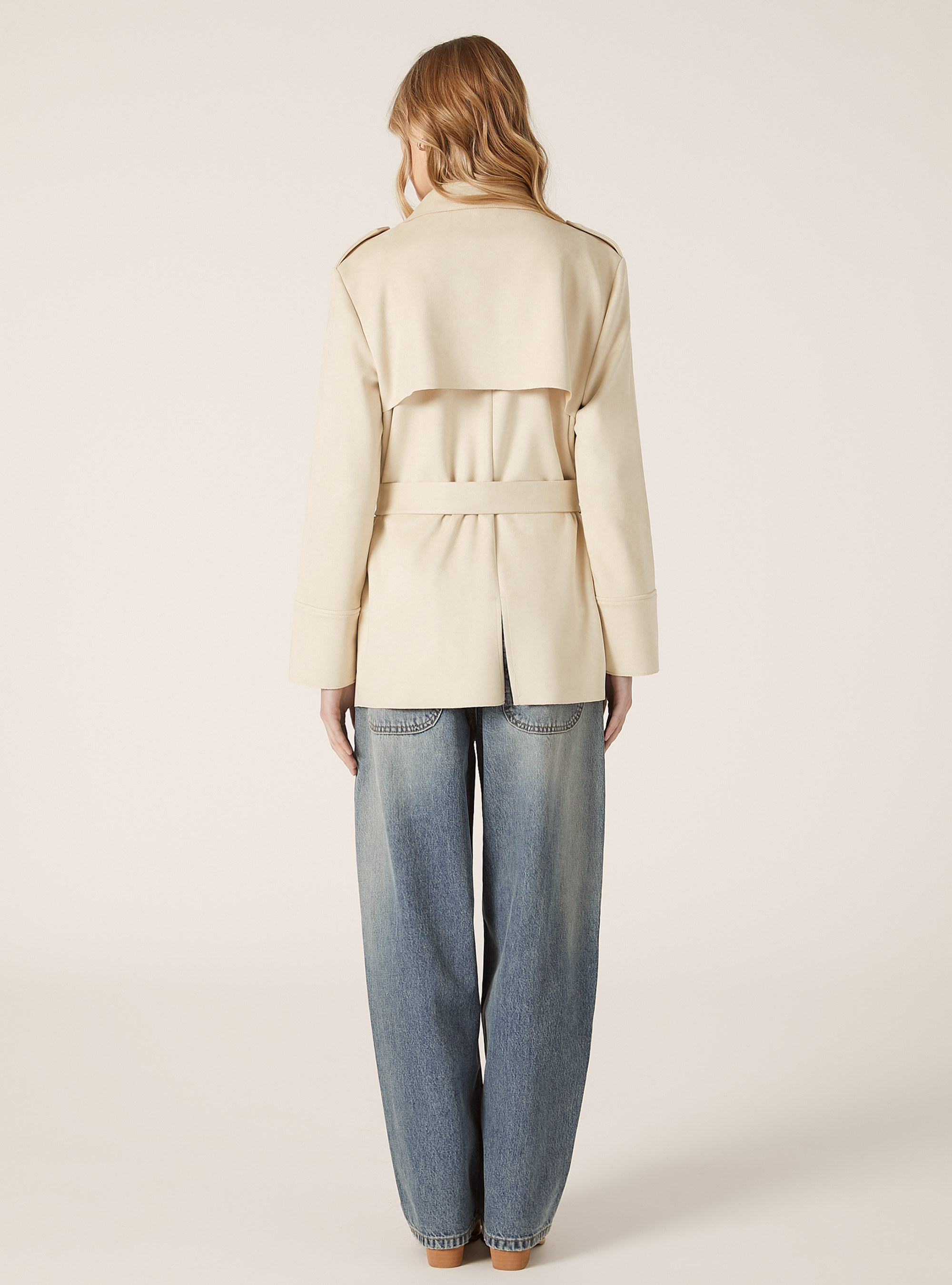 Trench-coat en daim, CR3 CREAM LIGHT