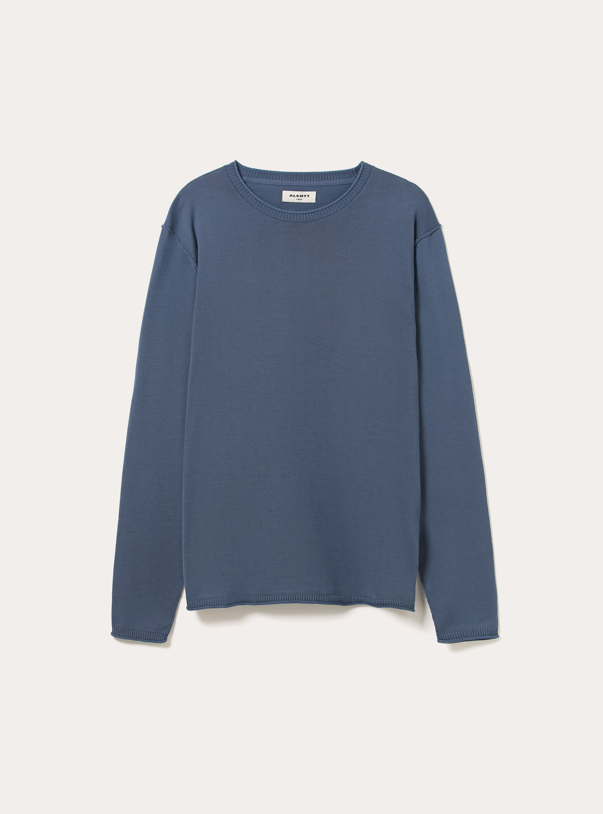 Cotton crew neck pullover, BL3 BLUE LIGHT