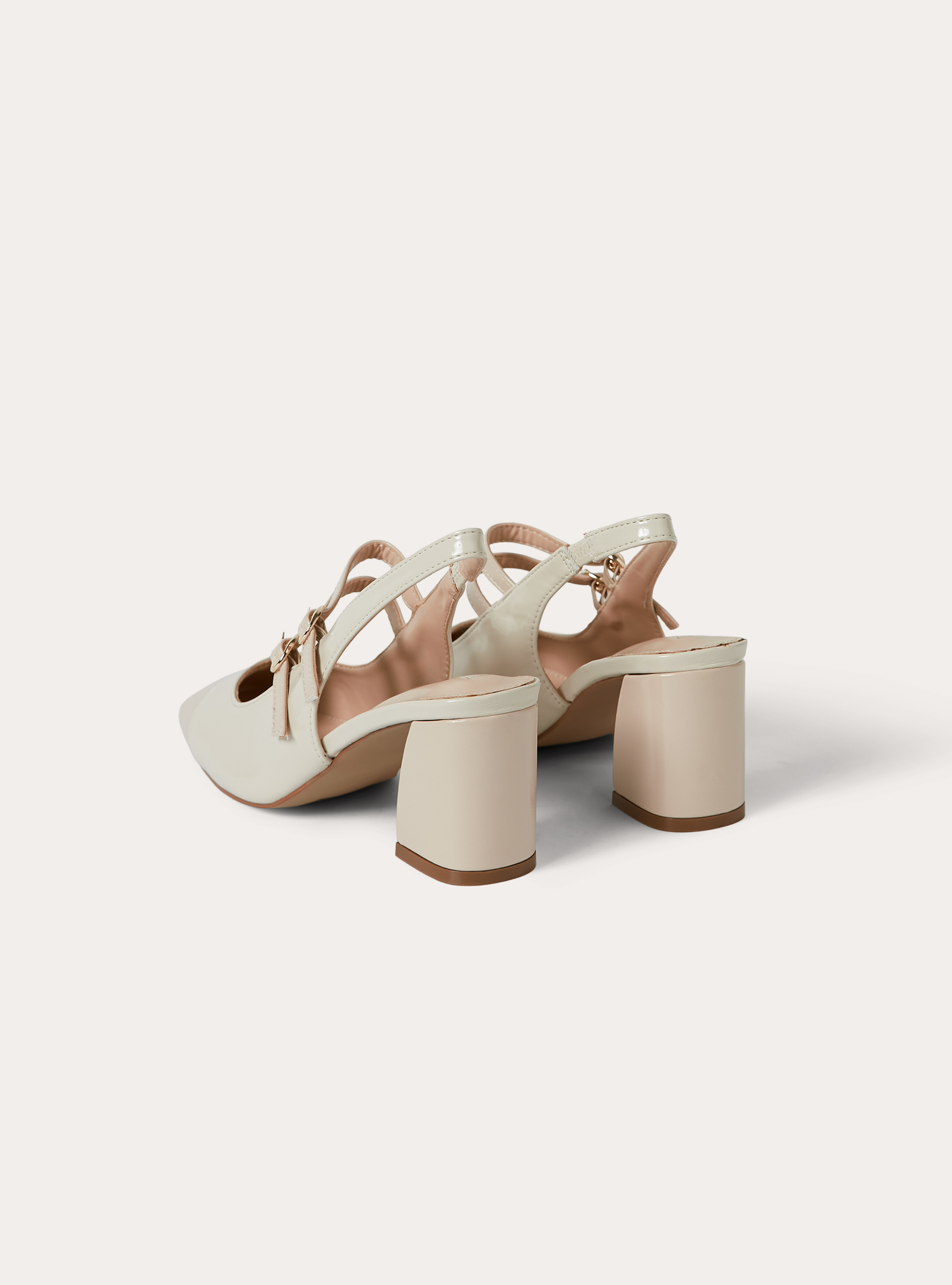 Two-tone court shoes with square toe, WH1 OFF WHITE