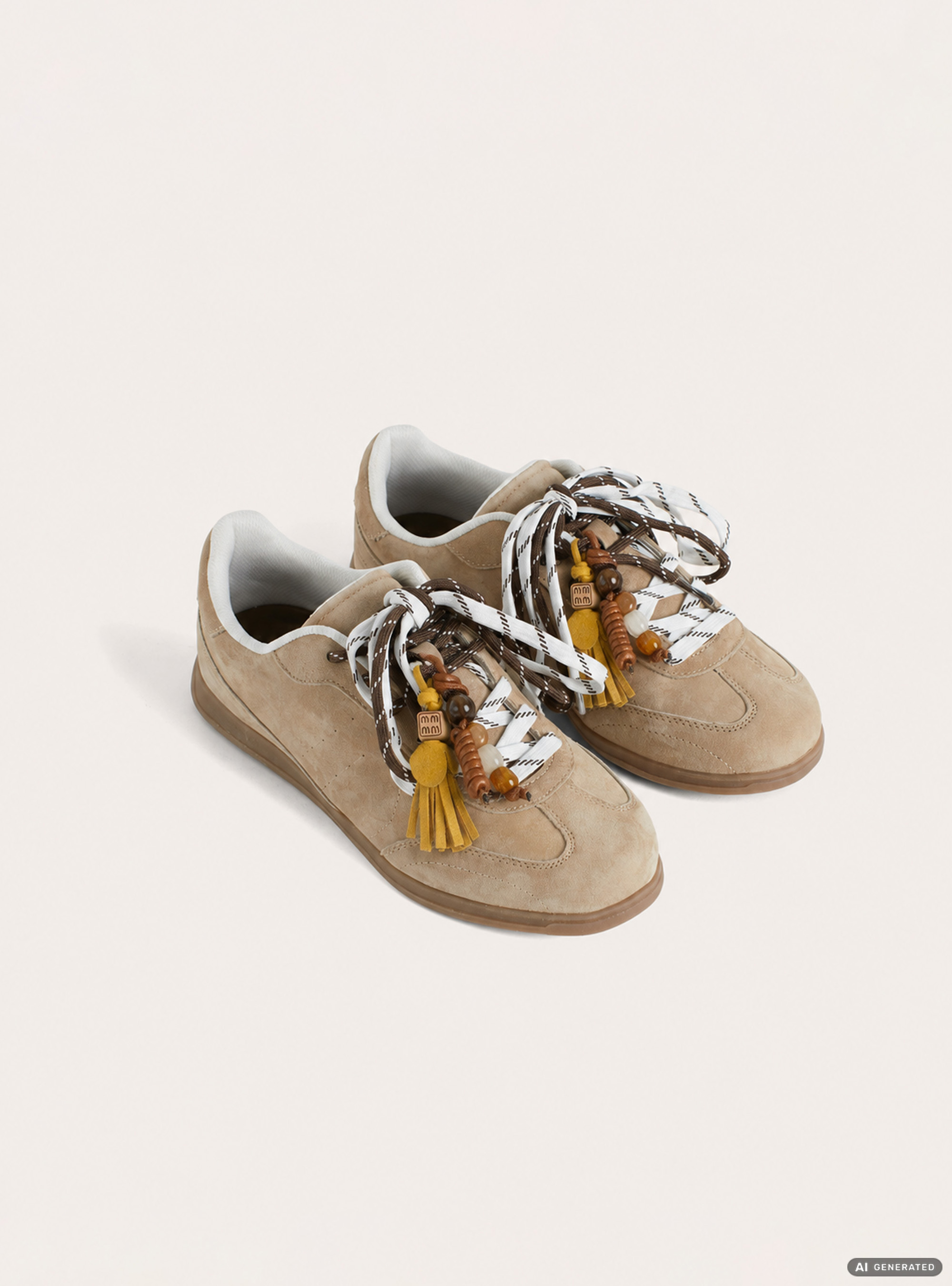 Suede-Effect Sneakers, BG2 BEIGE MEDIUM